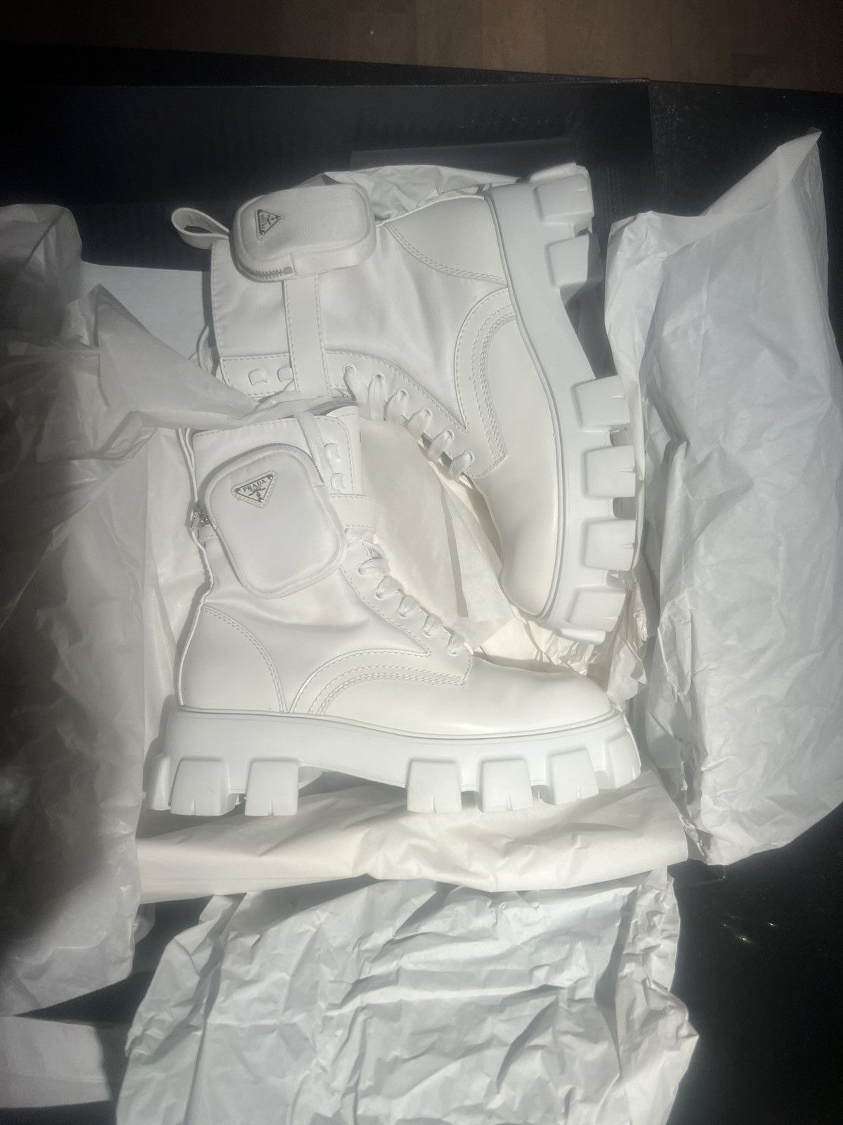Prada Prada White Monolith leather and Re-Nylon boots with pouch Size US 9.5 / EU 42-43 - 5 Thumbnail