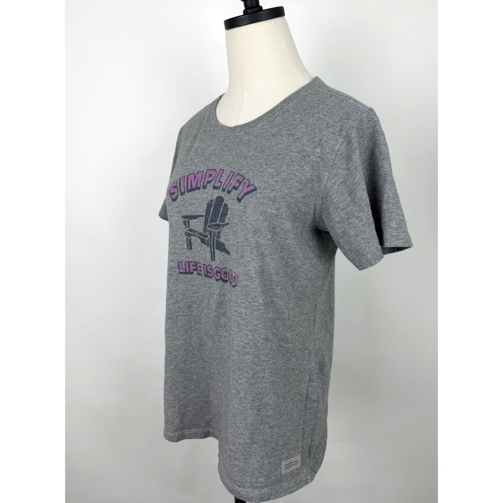 Life is Good Life is Good Womens Medium Classic Fit Heather Gray Tee Shirt Beach Bohemian Basic 90s? Size M / US 6-8 / IT 42-44 - 4 Thumbnail