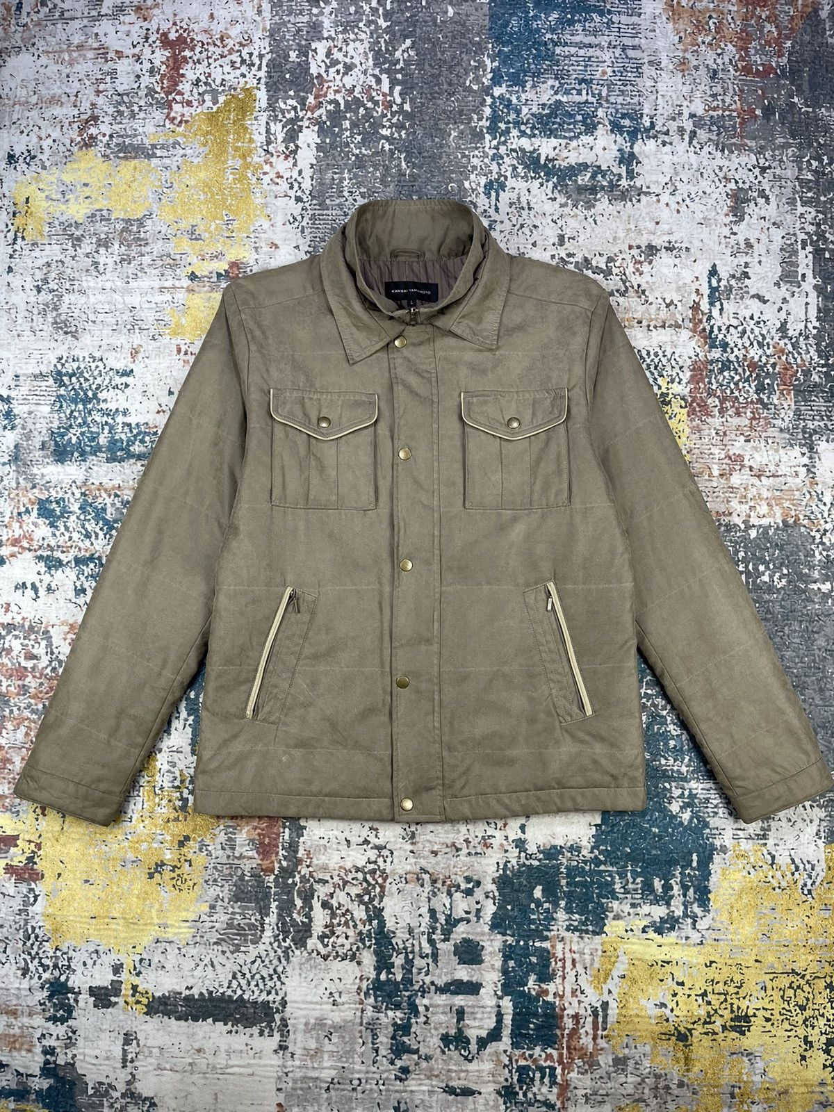 Kansai Yamamoto Kansai Yamamoto Moleskin Like 2 Collar Quilt Padded Jackets Size US M / EU 48-50 / 2 - 1 Thumbnail