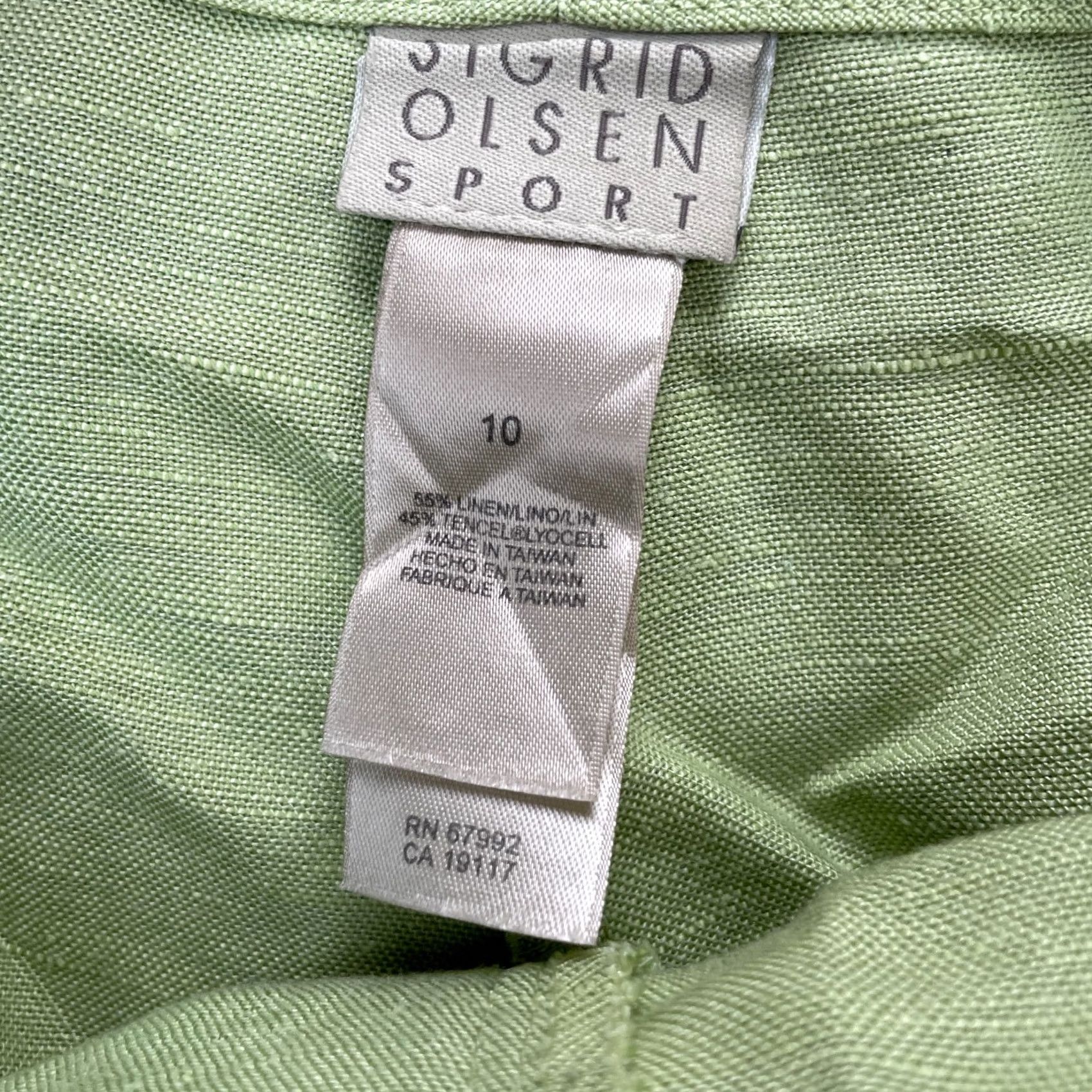 Vintage Sigrid Olsen Pants Womens 10 Green Linen Blend Chino Straight Leg Casual Workwear Ships Spring Summer Mens Womens Girls Boys Size 32" / US 10 / IT 46 - 3 Thumbnail