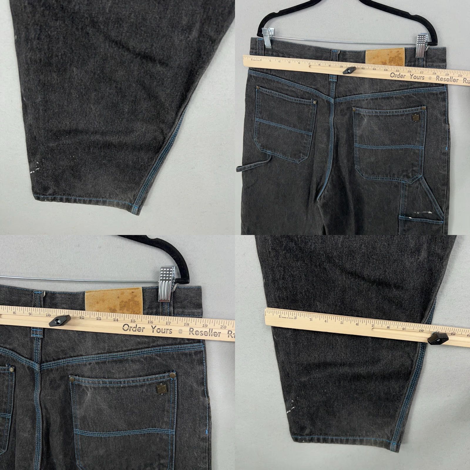 Vintage VINTAGE Loco Streetgear Jeans Mens 38x33 Baggy Carpenter Hammer Loop denim Pants Black/Charcoal Size US 38 / EU 54 - 8 Thumbnail