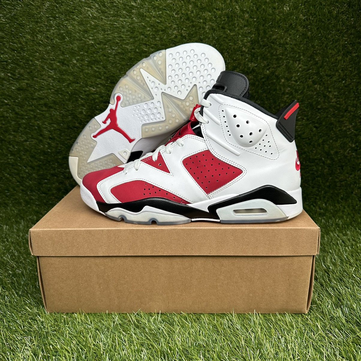 image of Nike Air Jordan 6 OG Carmine 2021 Shoes in Red, Men's (Size 12)