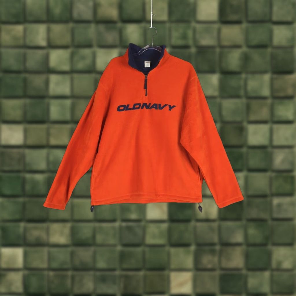 Old Navy VINTAGE Old Navy Mens Orange 90s Y2K Fleece PULLOVER Mock Neck 1/4 Zip ZIP Jacket XL Size US XL / EU 56 / 4 - 1 Thumbnail