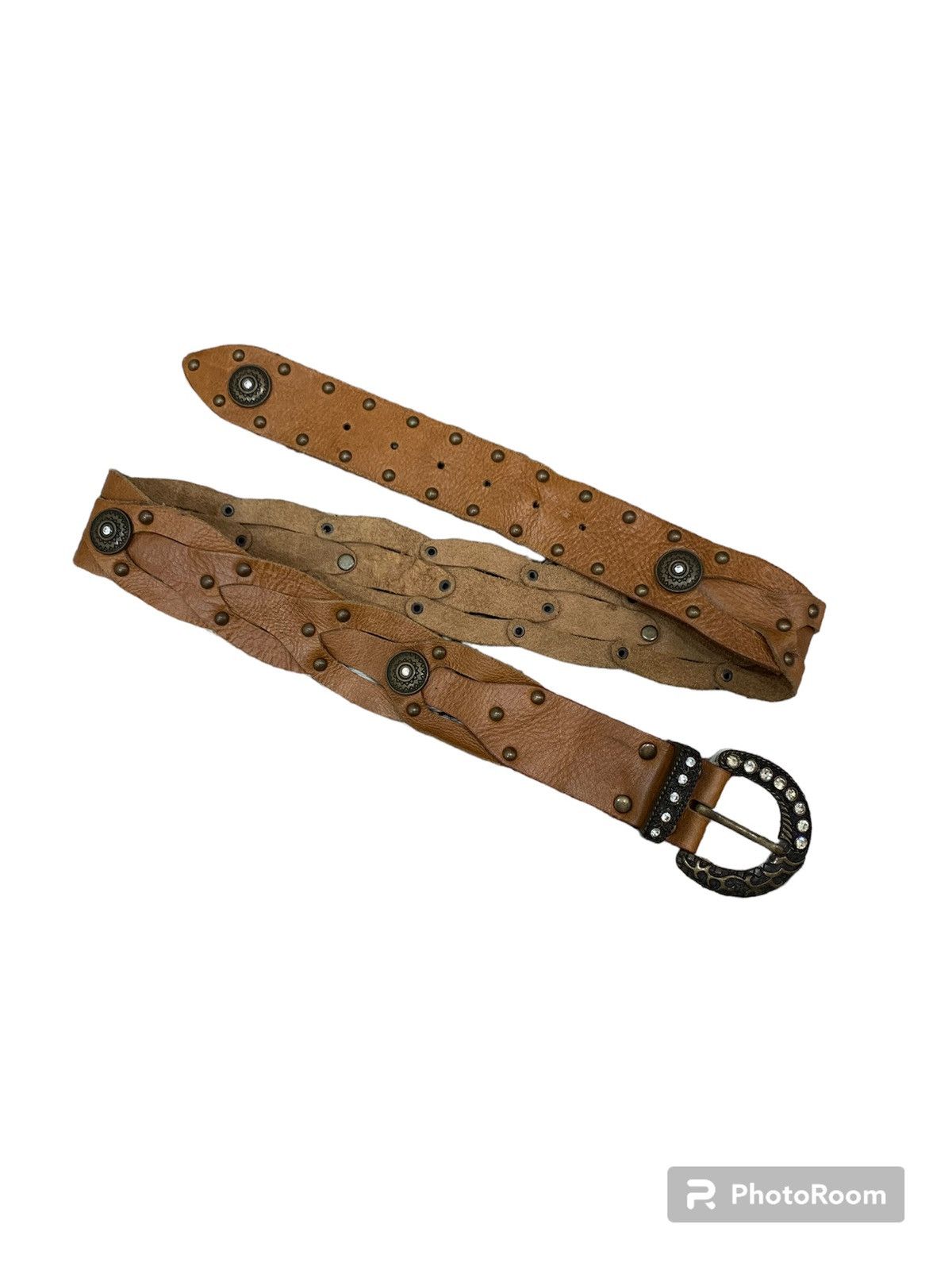 If Six Was Nine Y2k studded punk braid Brown belt Size ONE SIZE - 1 Thumbnail