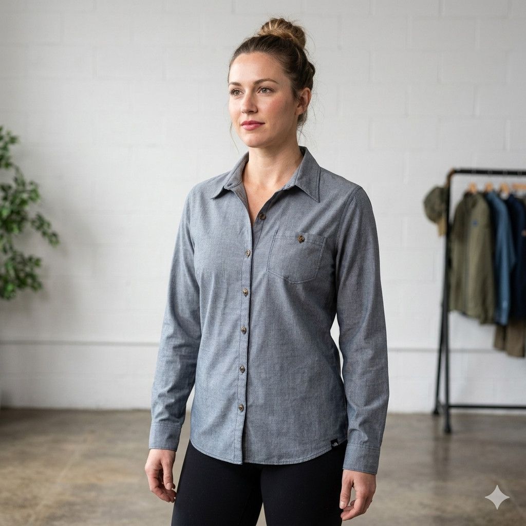 The North Face The North Face Size L Shirt Blue Chambray No-Tuck Button Size L / US 10 / IT 46 - 2 Thumbnail