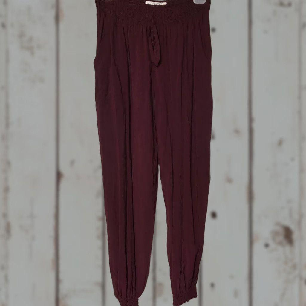 Vintage Live To Be Spoiled Burgundy Pull On Pants Womens Size L Tapered Knit Casual Comfort Size 36" / US 14 / IT 50 - 1 Thumbnail
