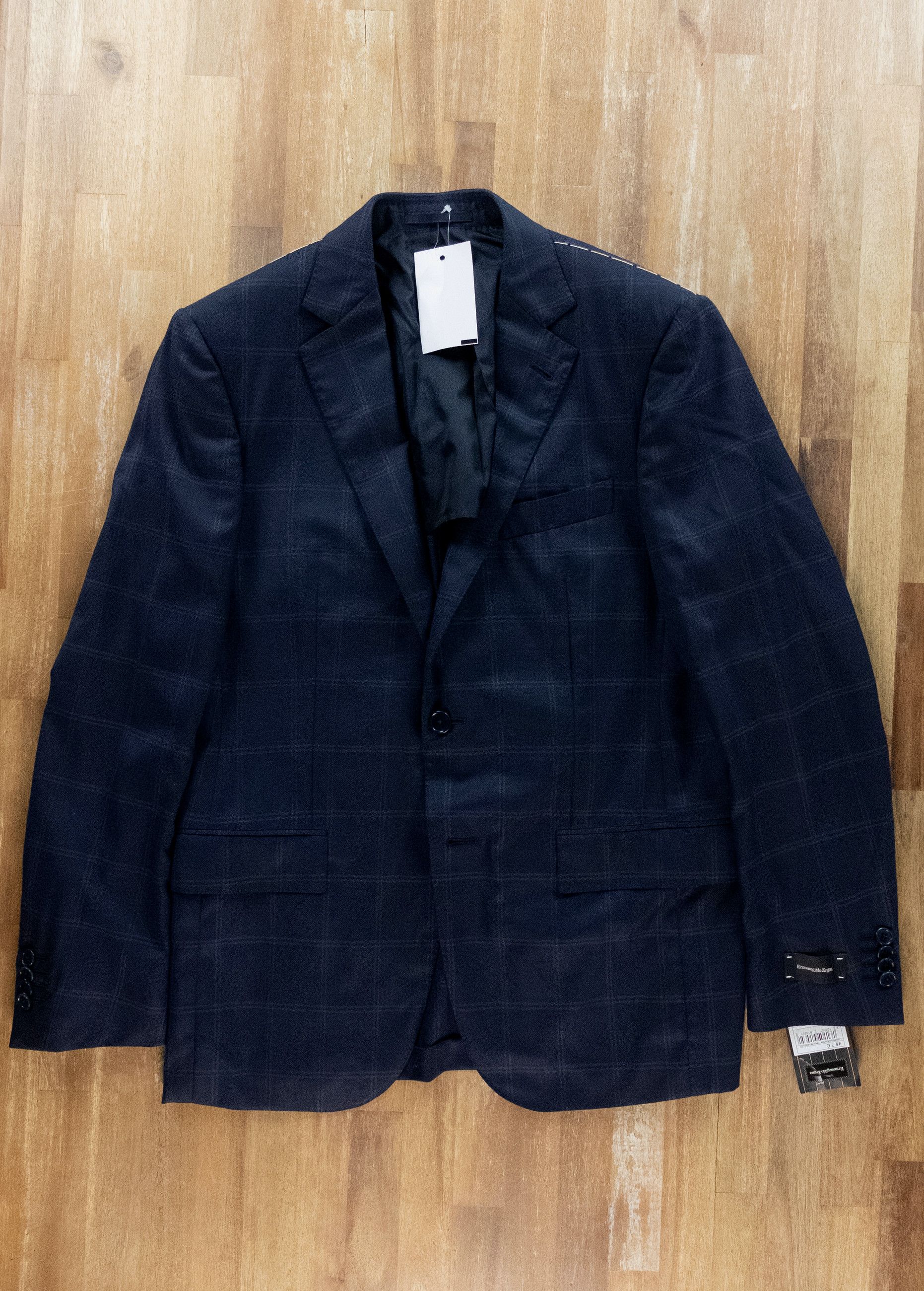 Ermenegildo Zegna ERMENEGILDO ZEGNA navy blue windowpane wool sportcoat 38C Size 38S - 3 Thumbnail
