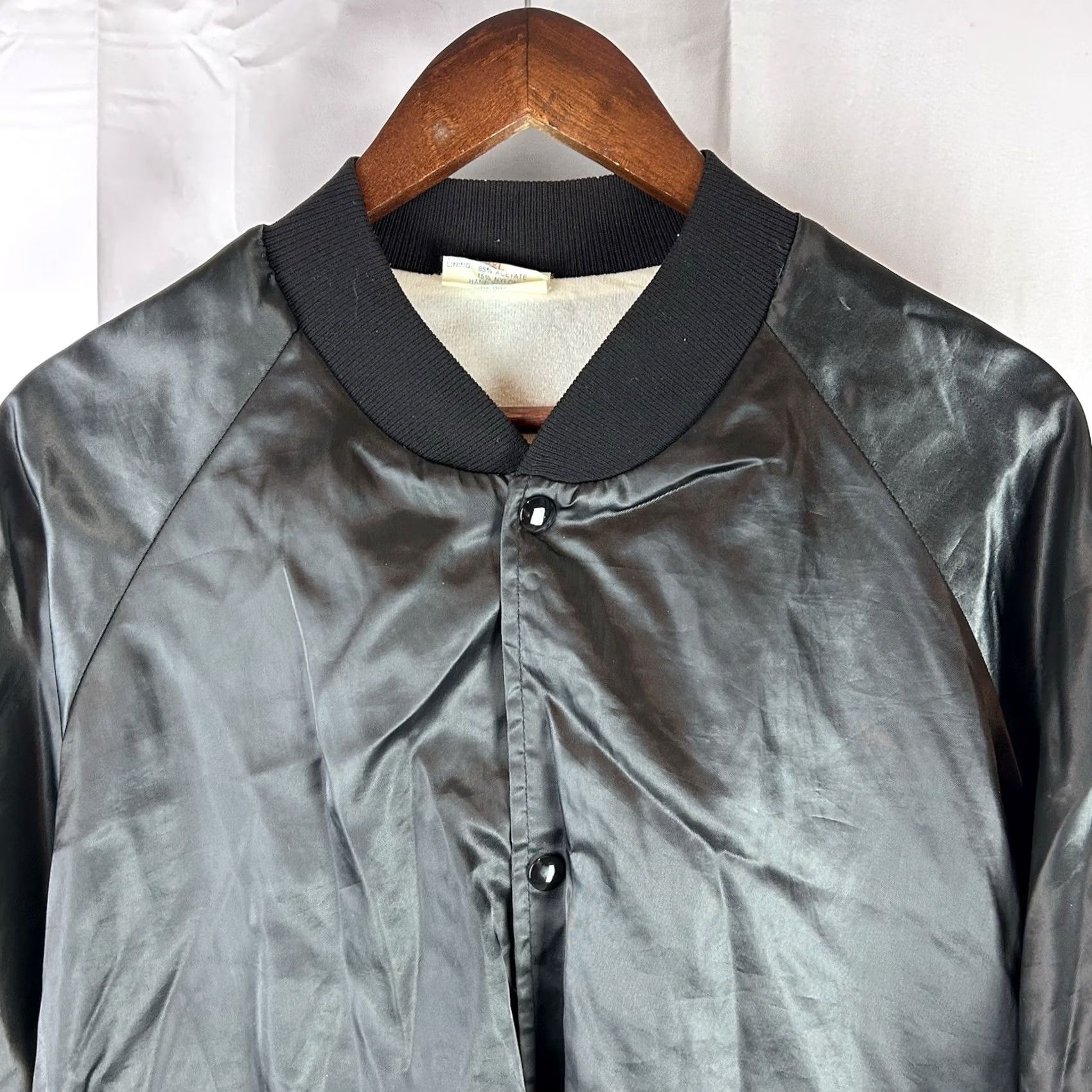 Osprey VINTAGE Westark Bomber Jacket Men’s 2XL Black Satin Nylon Snap Lining 85% Acetate 15% Nylon Military USA 80s 90s Osprey Tiltrotor Aircraft Mens Jacket Size US XXL / EU 58 / 5 - 3 Thumbnail