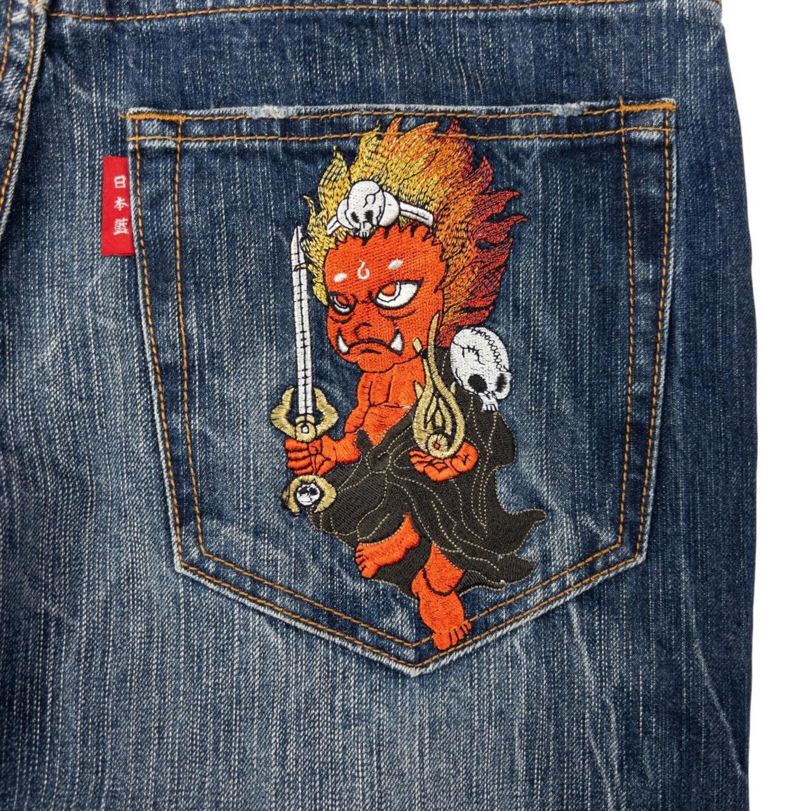 Other Vintage Jizo Bosatsu Embroidered Troll Denim Jeans Size W32 Size US 32 / EU 48 - 7 Thumbnail