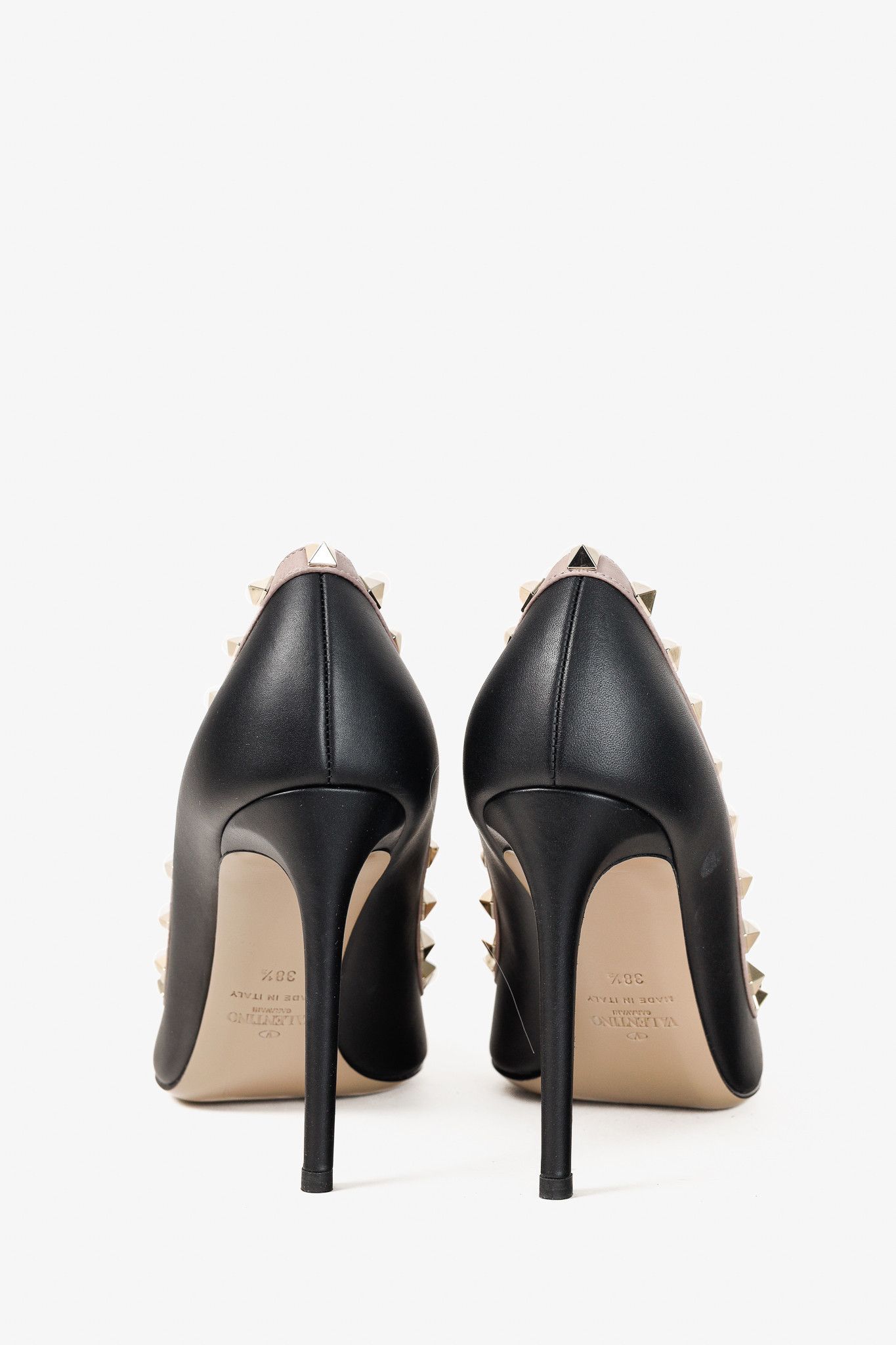 Valentino Valentino Garavani Rockstud 100mm Black Poudre Pink Pumps Size US 8 / IT 38 - 3 Thumbnail