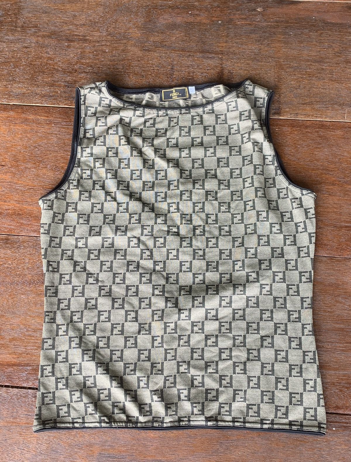 Fendi Zucca monogram polyamide stretchy tank top, image size:1200x1580