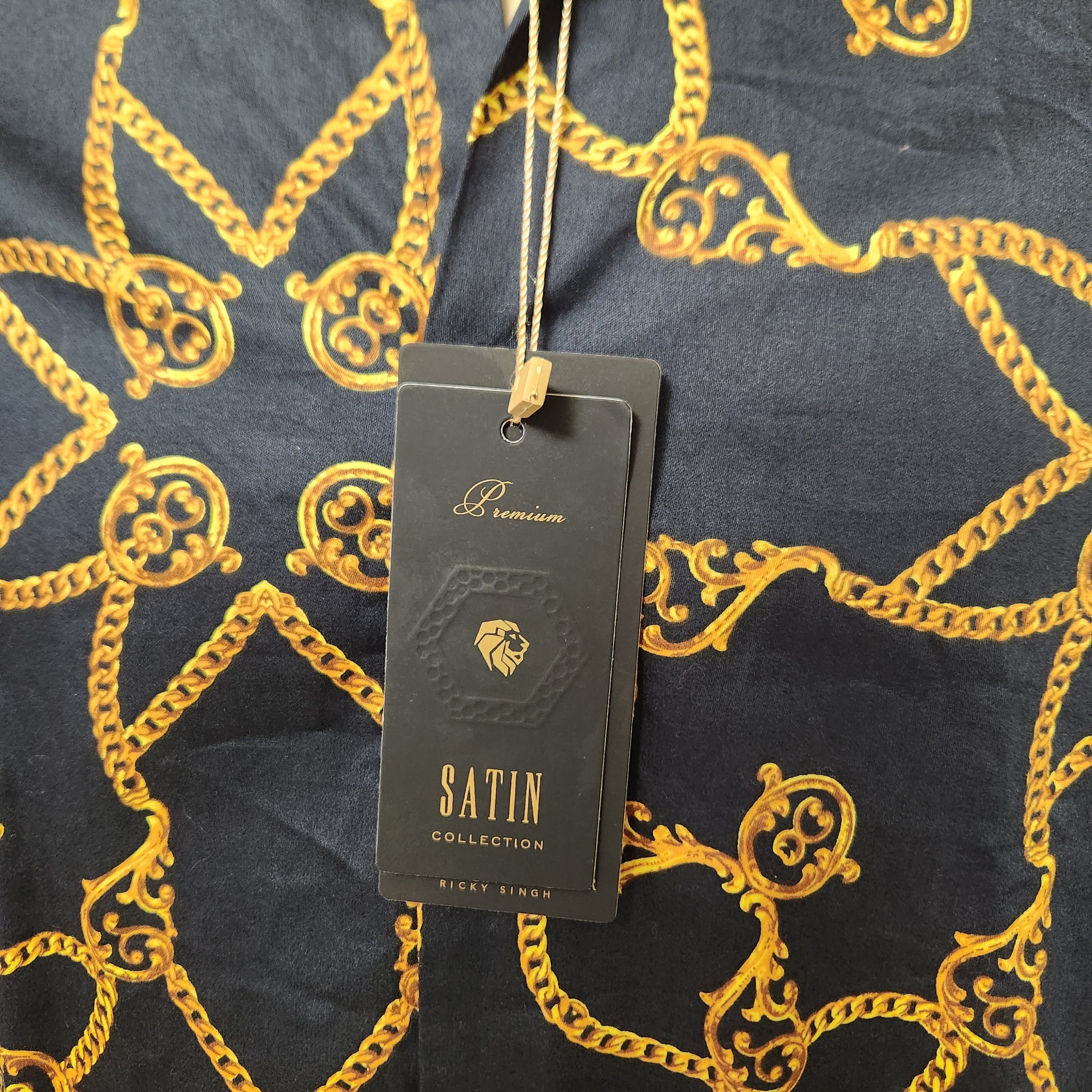 Denim & Flower men's NWT shirt S M black gold cotton long sleeve Size US M / EU 48-50 / 2 - 6 Thumbnail