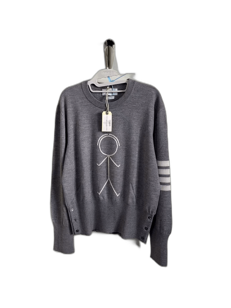 Thom Browne Thom Browne Gray Knit Sweater with Design Size US L / EU 52-54 / 3 - 1 Thumbnail