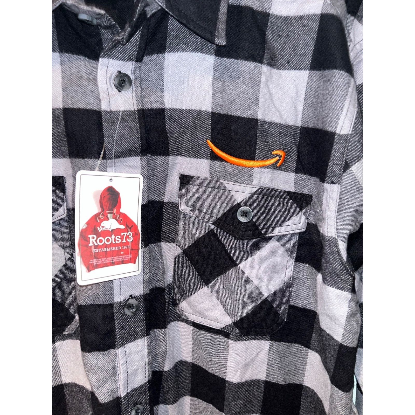 Roots Roots 73 Spruce Lake Amazon Logo Plaid Flannel Sz. L NWT Size US L / EU 52-54 / 3 - 5 Thumbnail