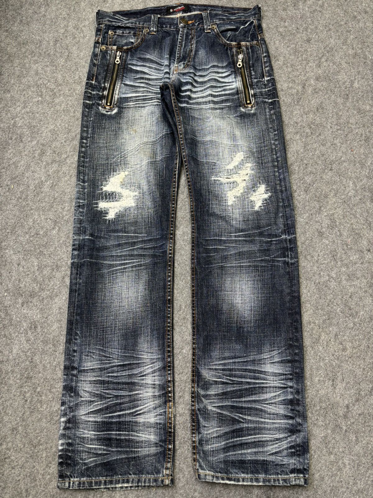 Japanese Brand 💥Insane Artisanal Sorridere Distressed Denim F782 Size US 33 - 19 Thumbnail