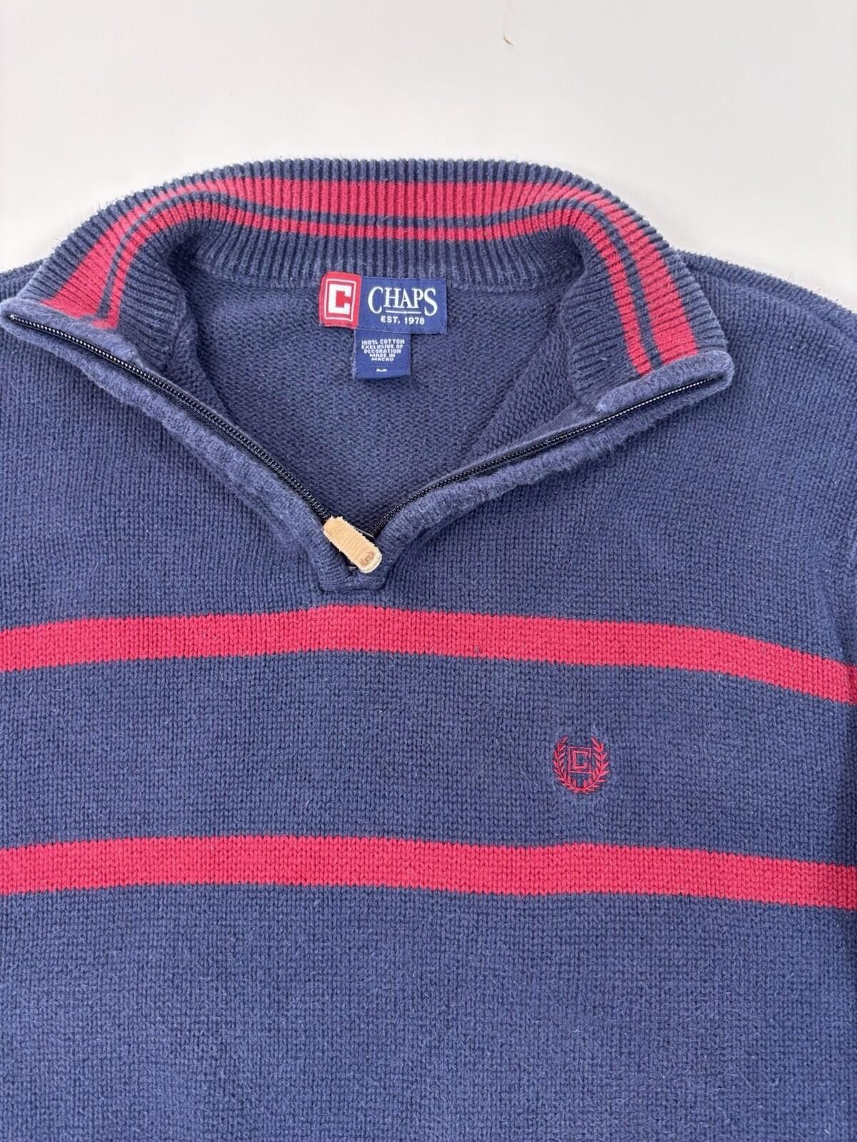 Chaps Chaps Mens Navy Blue Quarter Zip Pullover Size Medium Size US M / EU 48-50 / 2 - 2 Thumbnail