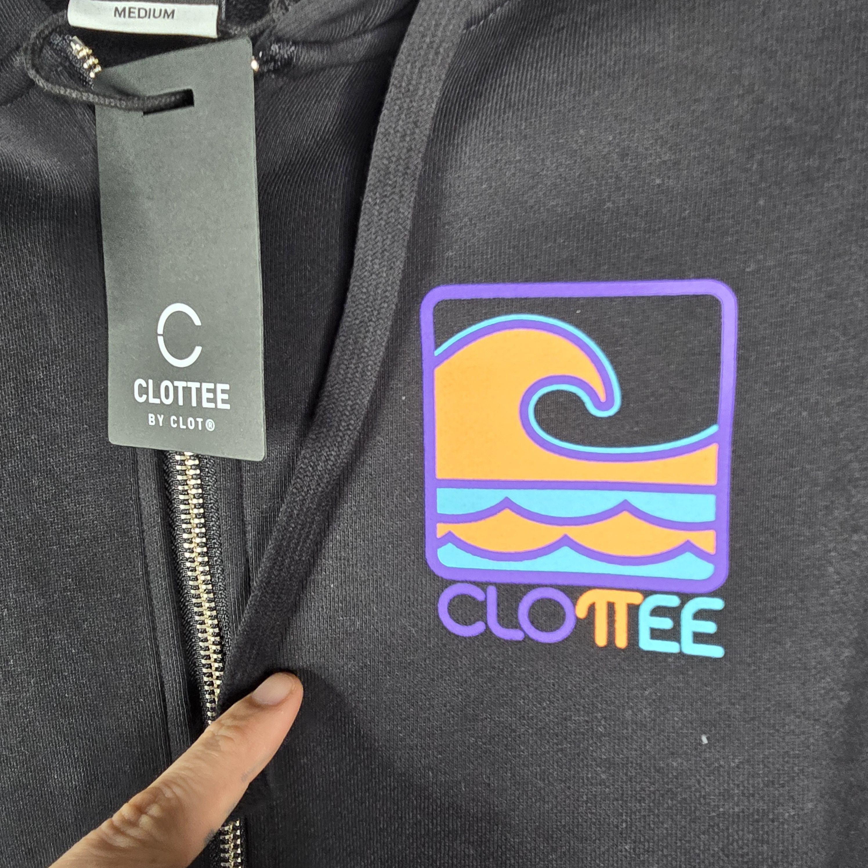 CLOT × Japanese Brand NEW Clottee By Clot Mens Medium Wave Black Full Zip Hoodie Size US M / EU 48-50 / 2 - 6 Thumbnail