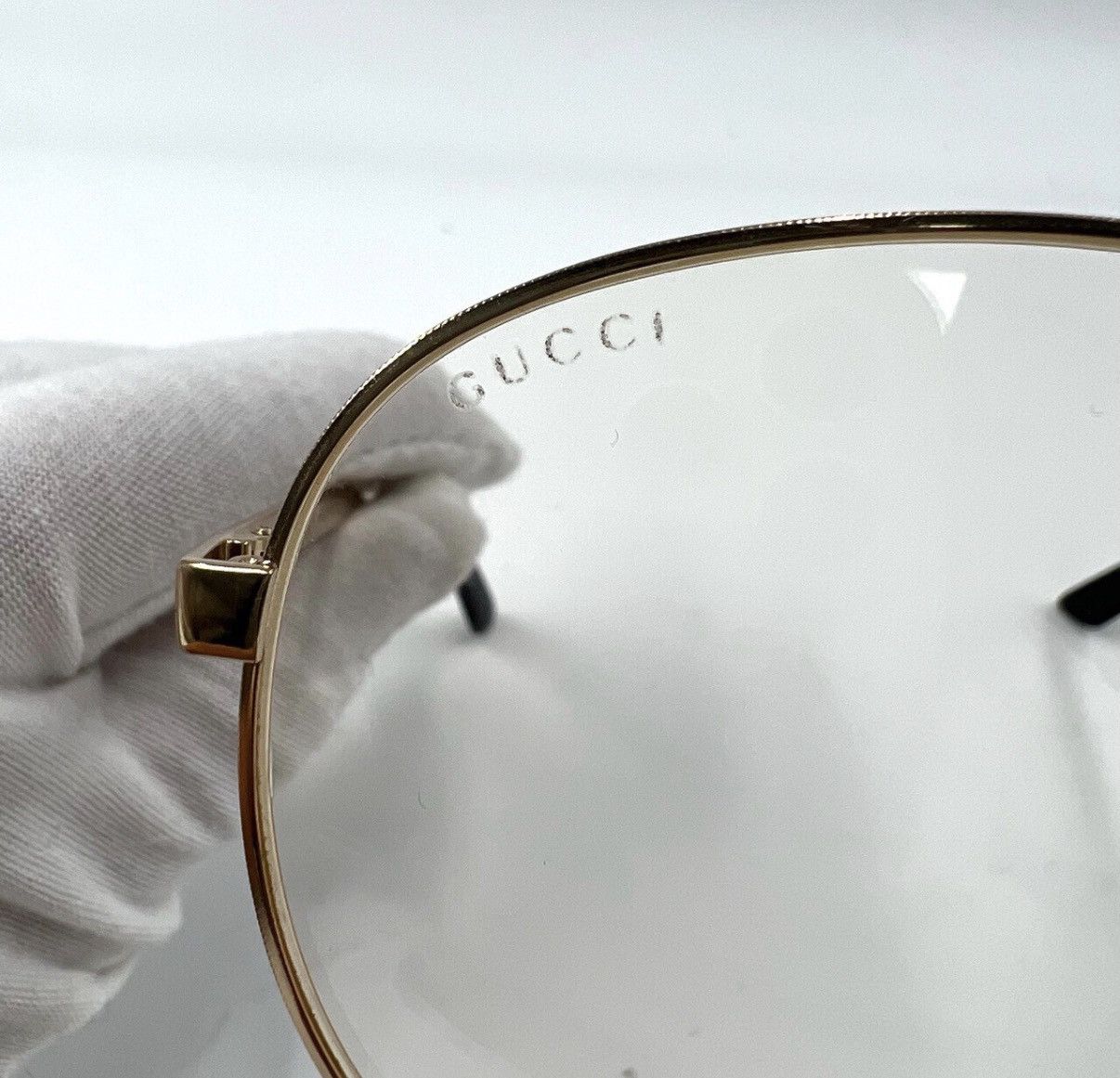 Gucci Gucci/Gold Metal Frame Large Frame Clear Glasses K12 Size ONE SIZE - 3 Thumbnail