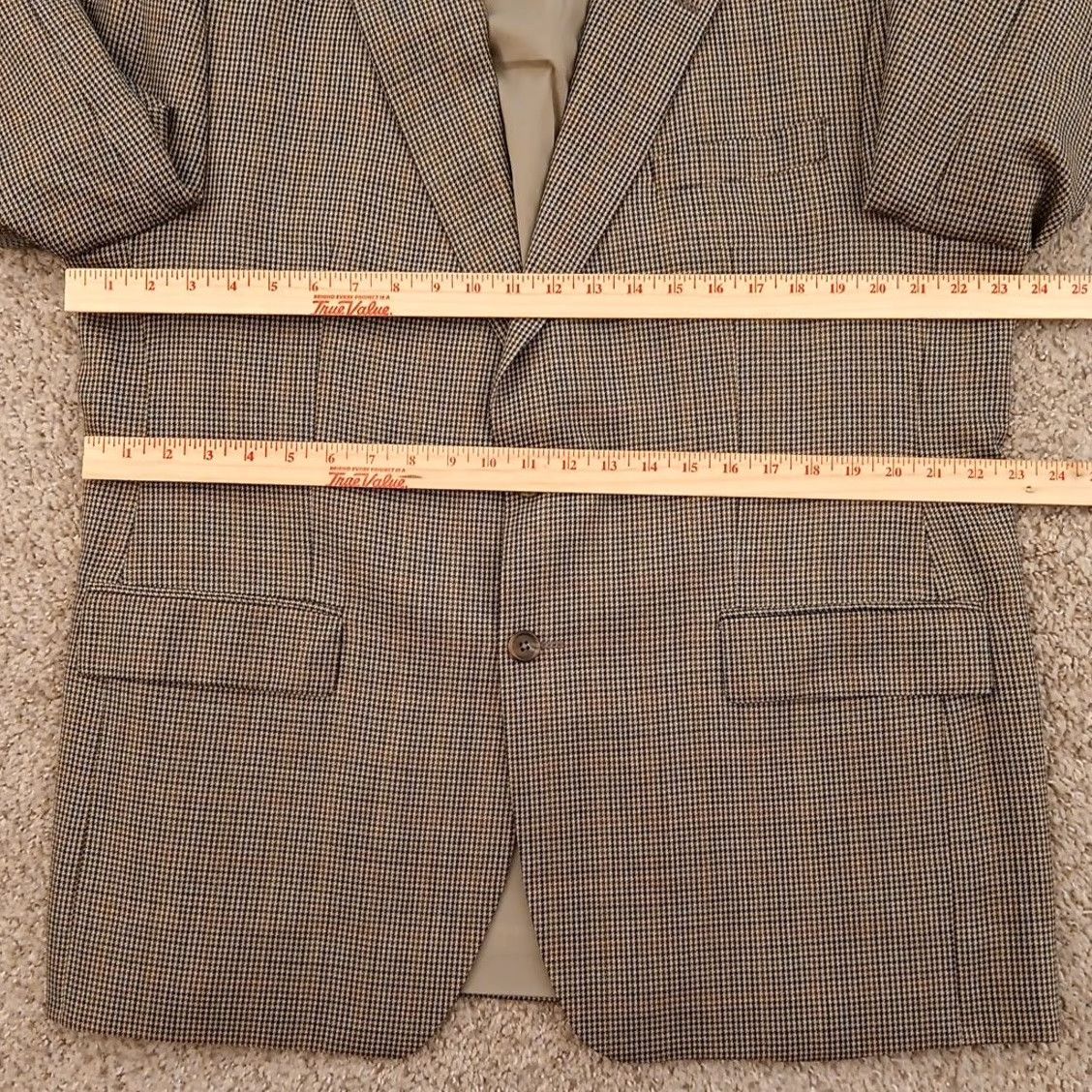 Ralph Lauren Lauren Ralph Lauren Blazer Mens 44 Gray Houndstooth Wool Two Button Notch Lapel Vintage No Jacket 2 Piece Size 44R - 6 Thumbnail