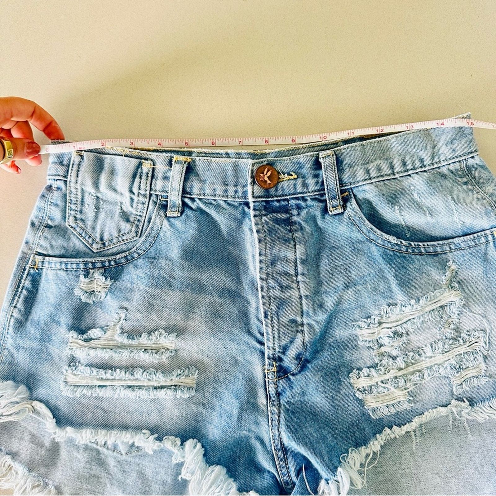 One Teaspoon ONE TEASPOON High Rise Le Wolves Blue Denim Cutoffs Short Size 25" / US 0 / IT 36 - 6 Thumbnail