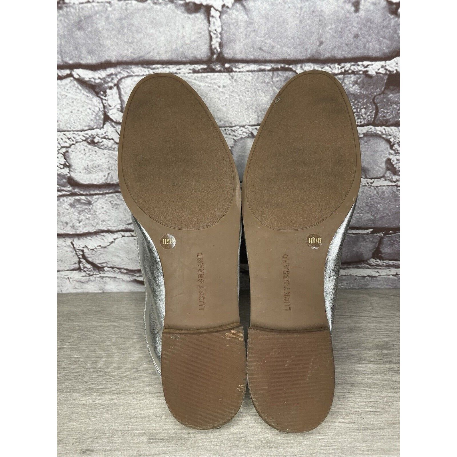 Lucky Brand Lucky Brand Metallic Silver Leather Slip On Loafers Flats Sh Size US 11 / IT 41 - 9 Thumbnail