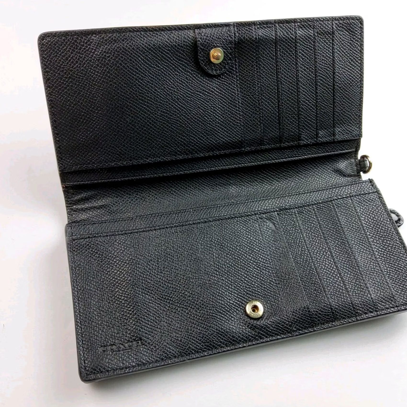 Coach Coach Pebbled Leather Bi-Fold Wallet Black Womens Wallet Wristlet" Size ONE SIZE - 5 Thumbnail