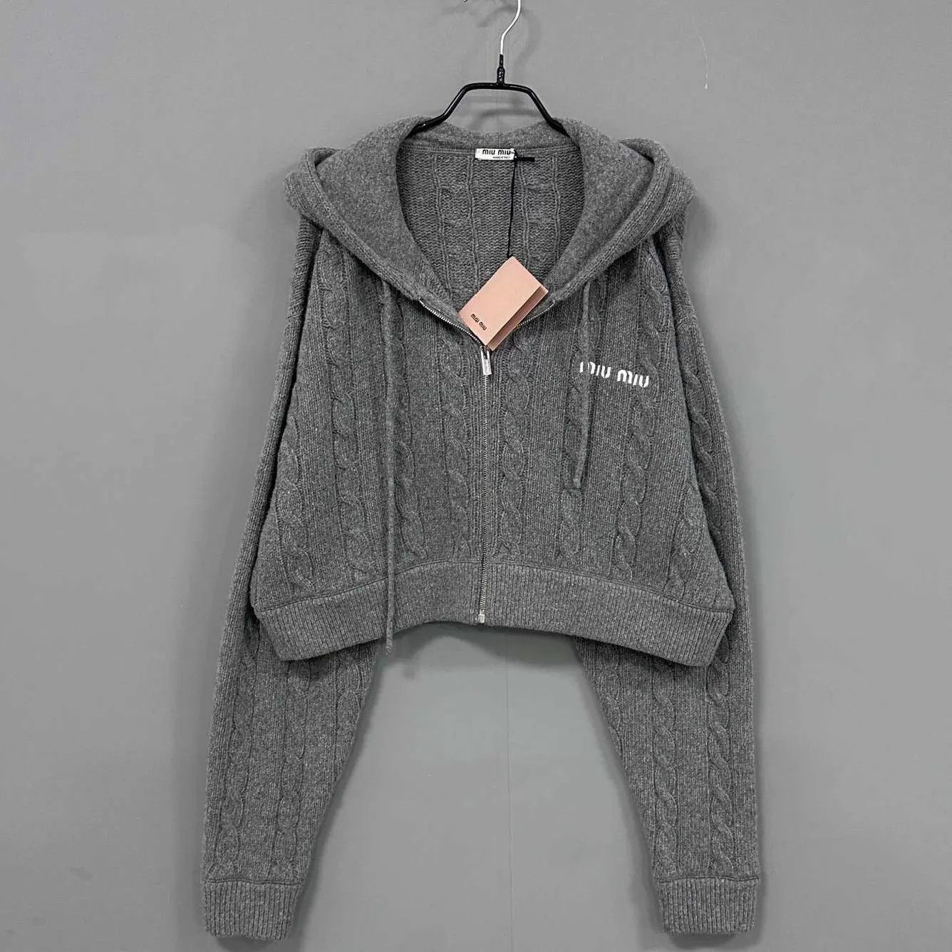 Miu Miu MIU MIU Dark Gray Wool Knit Zipper Jacket Women's 38 new Size XS / US 0-2 / IT 36-38 - 1 Thumbnail