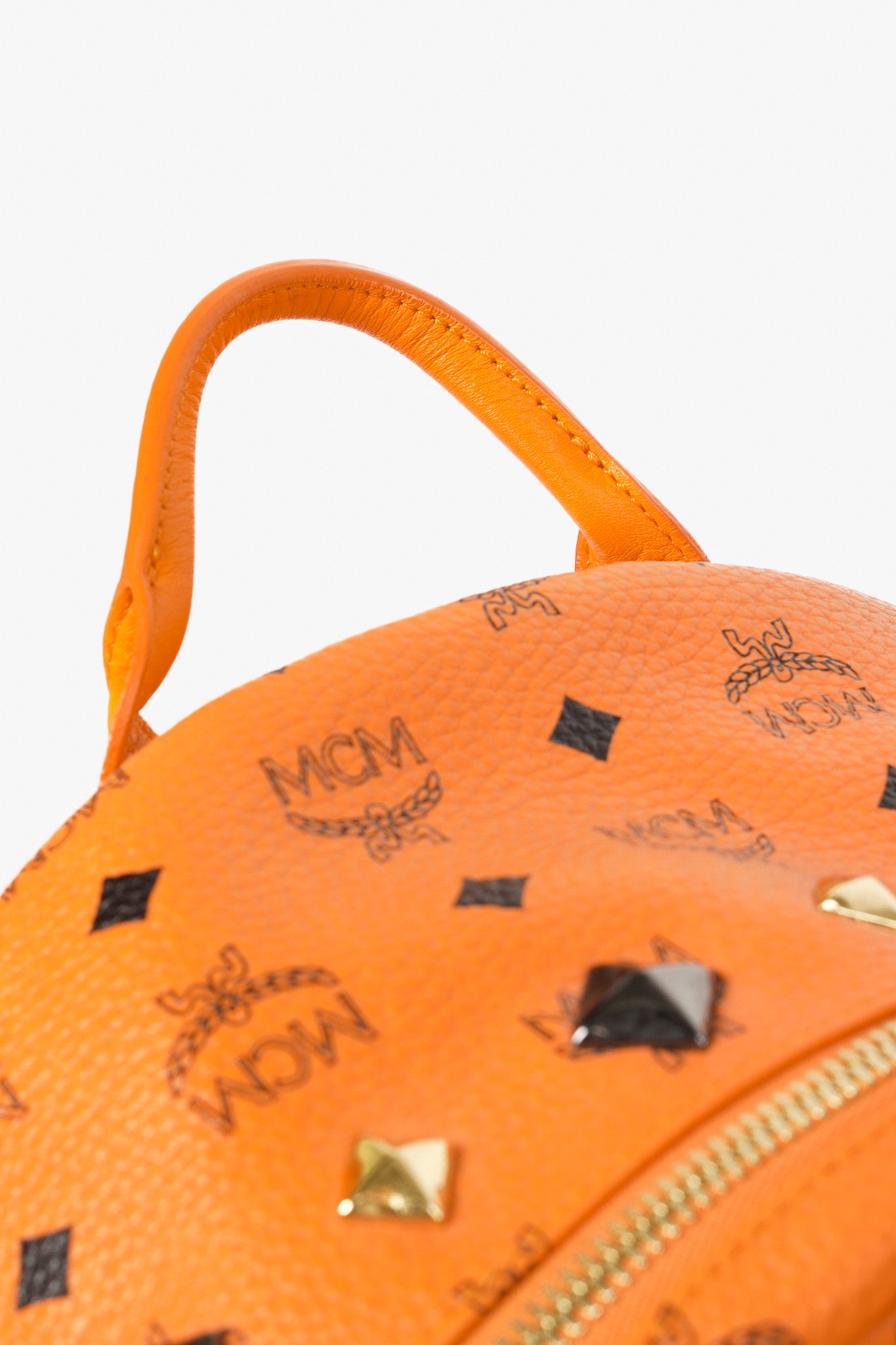 MCM MCM Stark Metal Studs Orange Monogram Backpack Size ONE SIZE - 12 Thumbnail