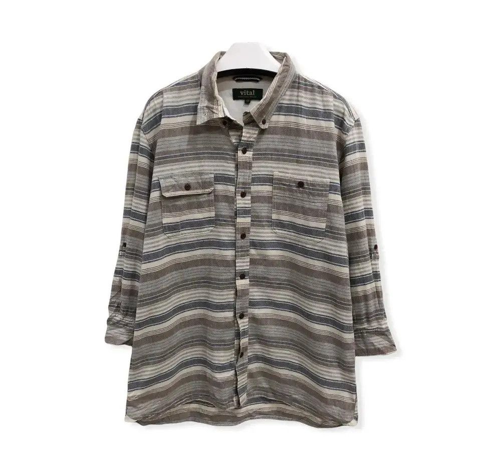 Flannel × Japanese Brand Monsieur Nicole Striped Design Flannel Shirt 👕 Size US M / EU 48-50 / 2 - 1 Thumbnail