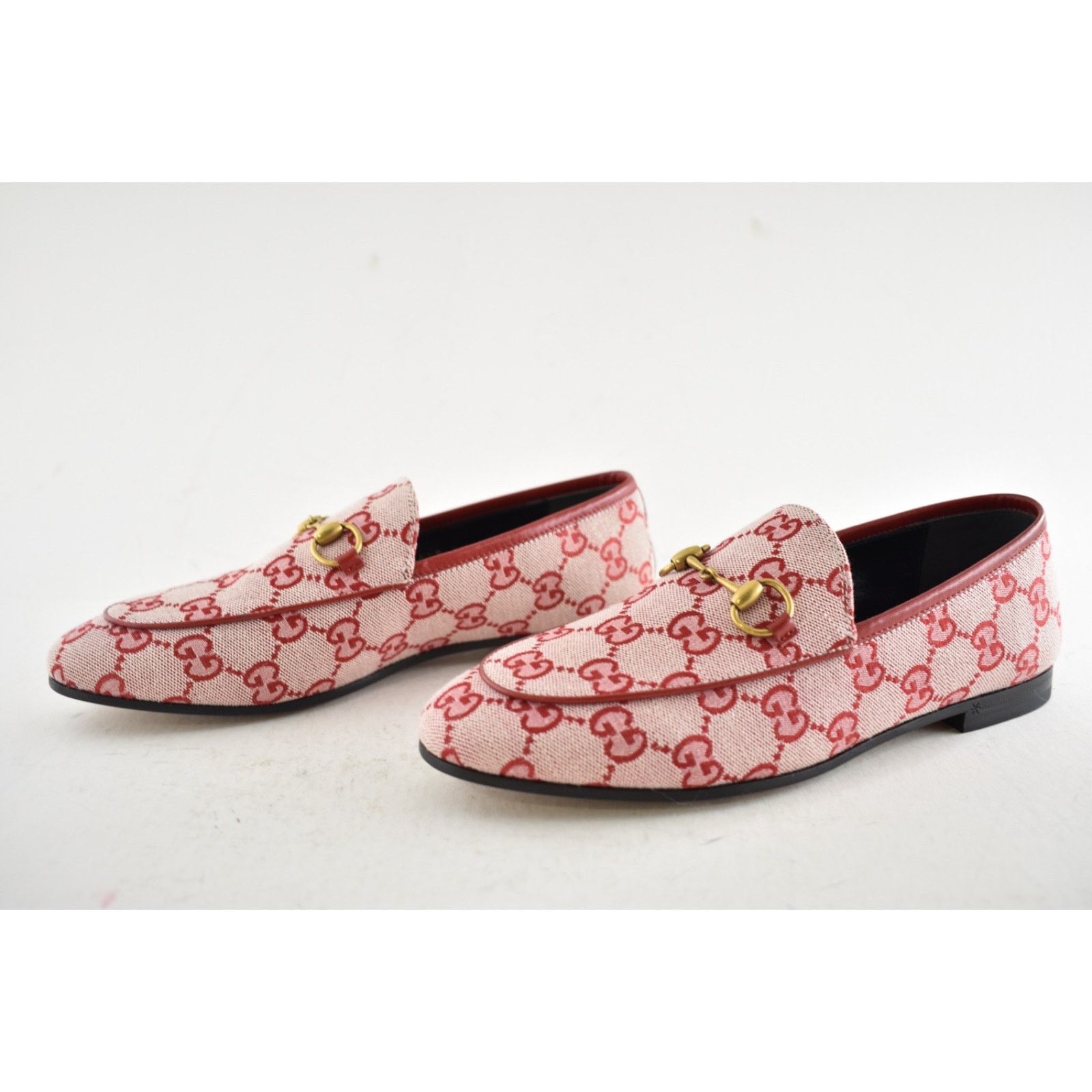 Gucci Gucci New Jordaan Hibiscus Red GG Logo Canvas Horsebit Size US 6 / IT 36 - 13 Thumbnail