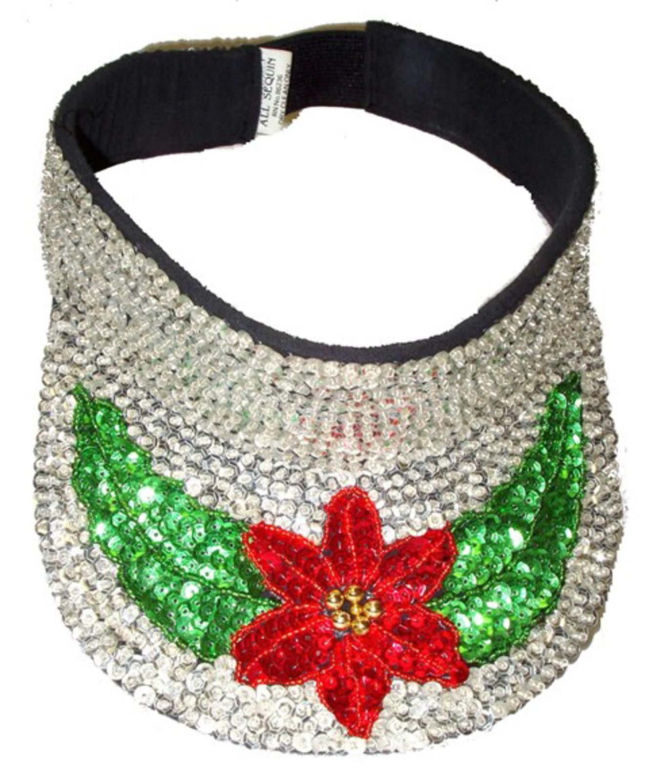 Designer Sequin Sun Visor Poinsettias Size ONE SIZE - 1 Preview