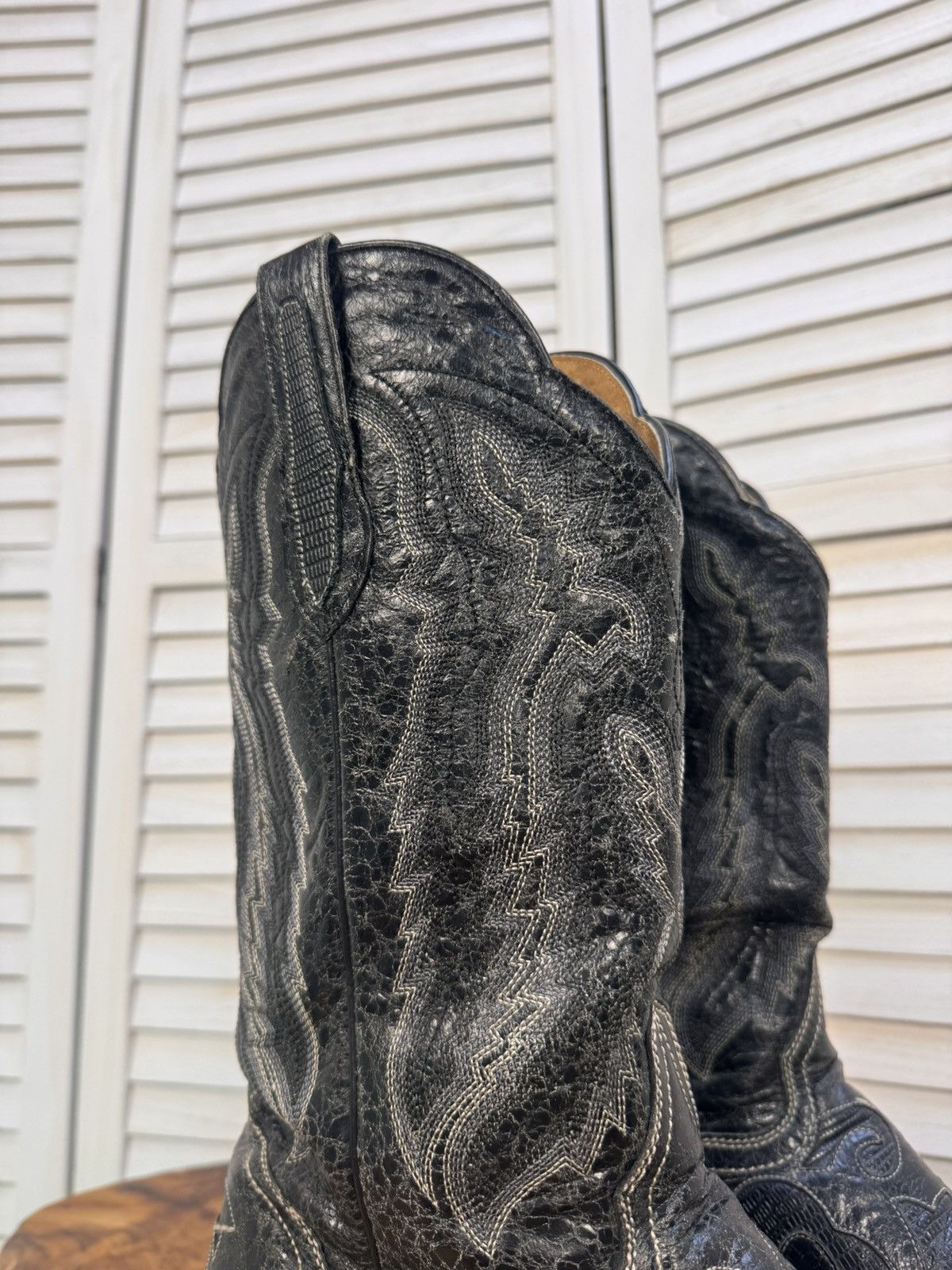 Other Vintage J.S. Dillon Men’s Cowboy Boots Black Leather USA 10 Size US 10 / EU 43 - 3 Thumbnail