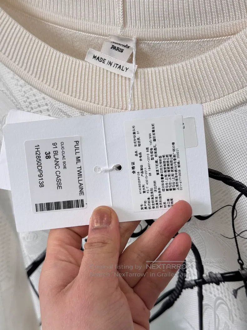 Hermes Hermes Off-white Silk Long-sleeve Top / T-shirt / Hoodie Size XS / US 0-2 / IT 36-38 - 4 Thumbnail