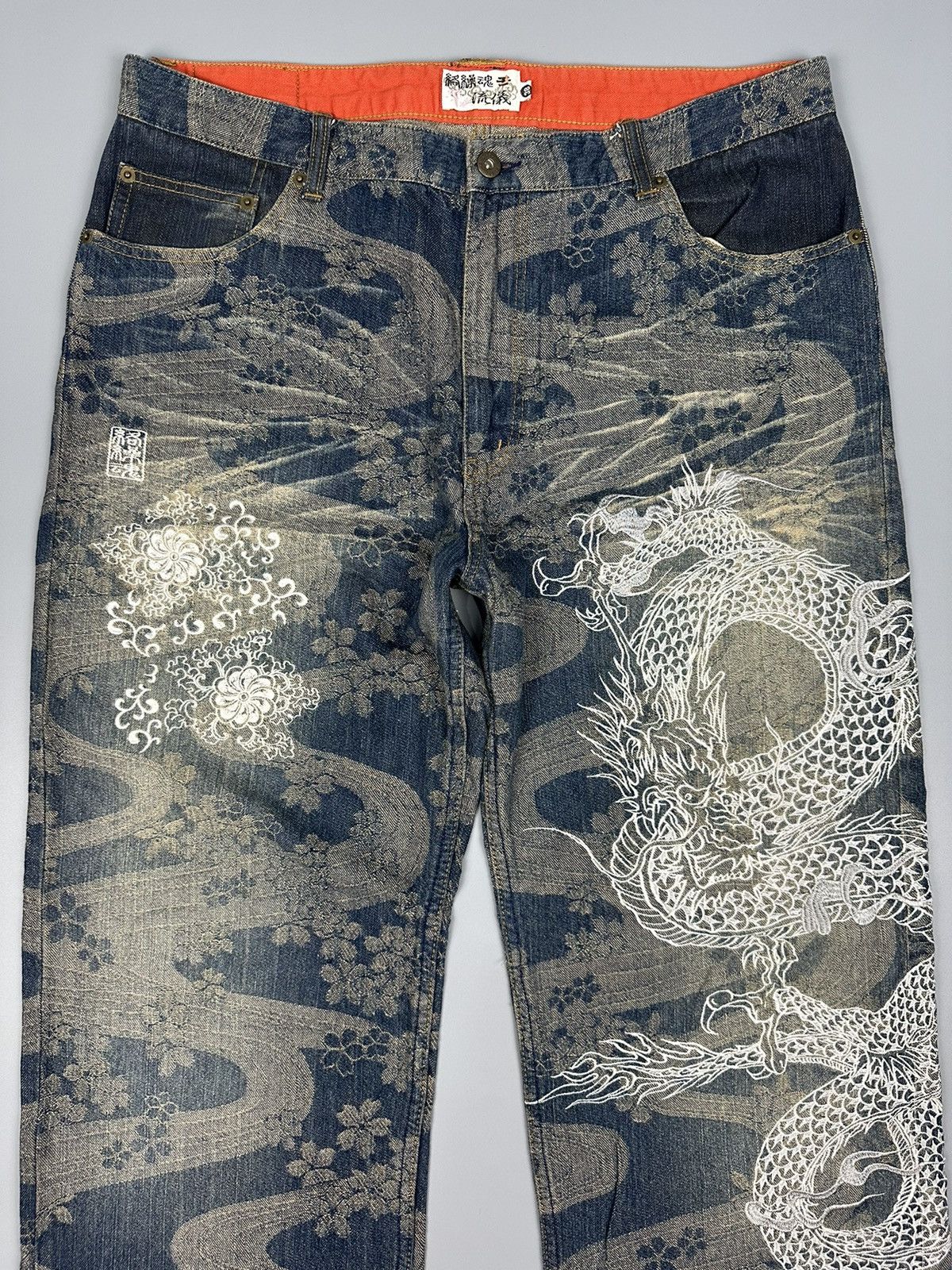 If Six Was Nine 🔥Rare🔥Karakuri Tamashi Over Embroidered Denim Size US 38 / EU 54 - 5 Thumbnail
