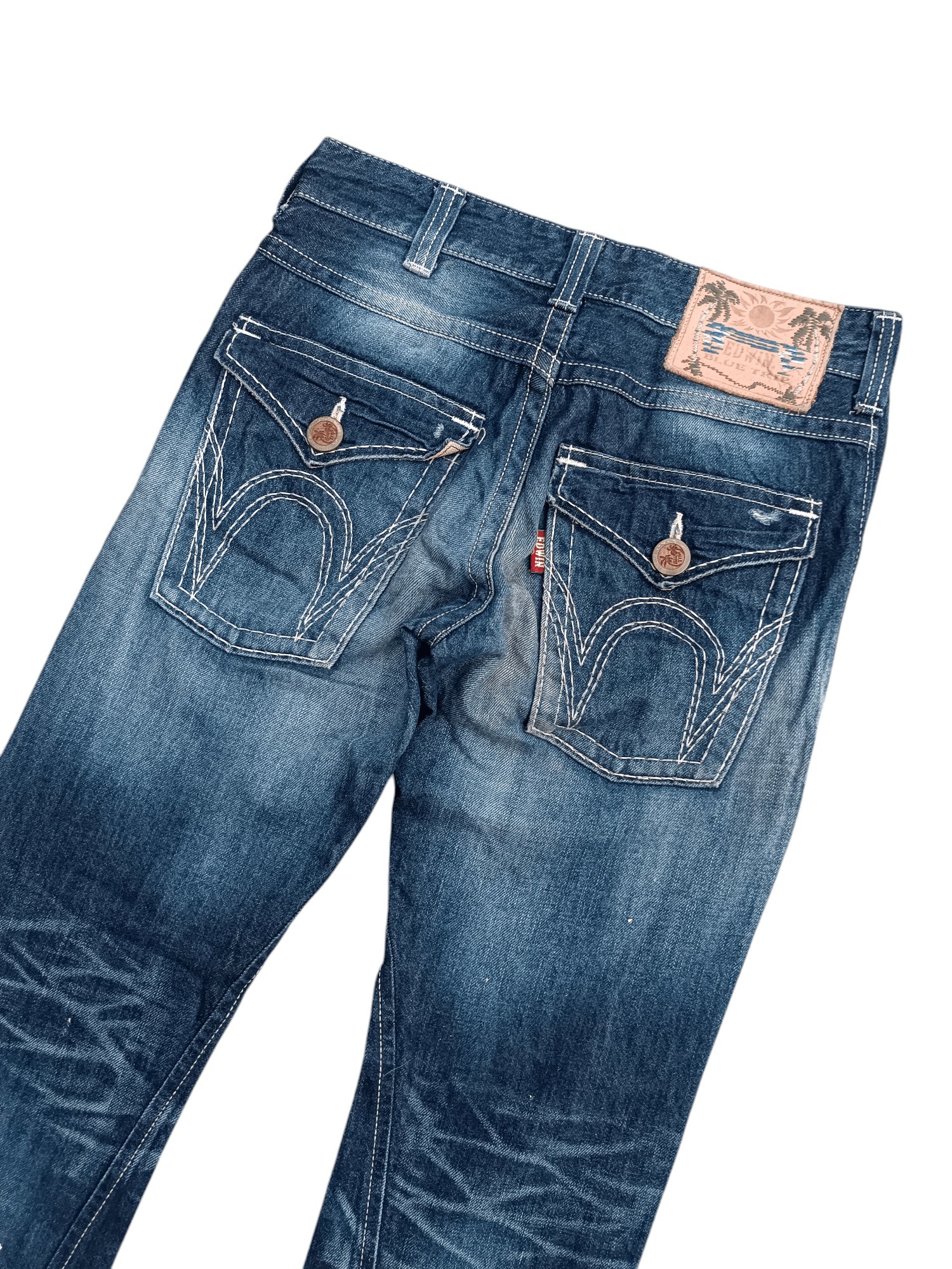 14th Addiction × Edwin × If Six Was Nine Edwin Exclusive Vintage Flare Distressed Whiskers Denim Size US 33 - 20 Thumbnail