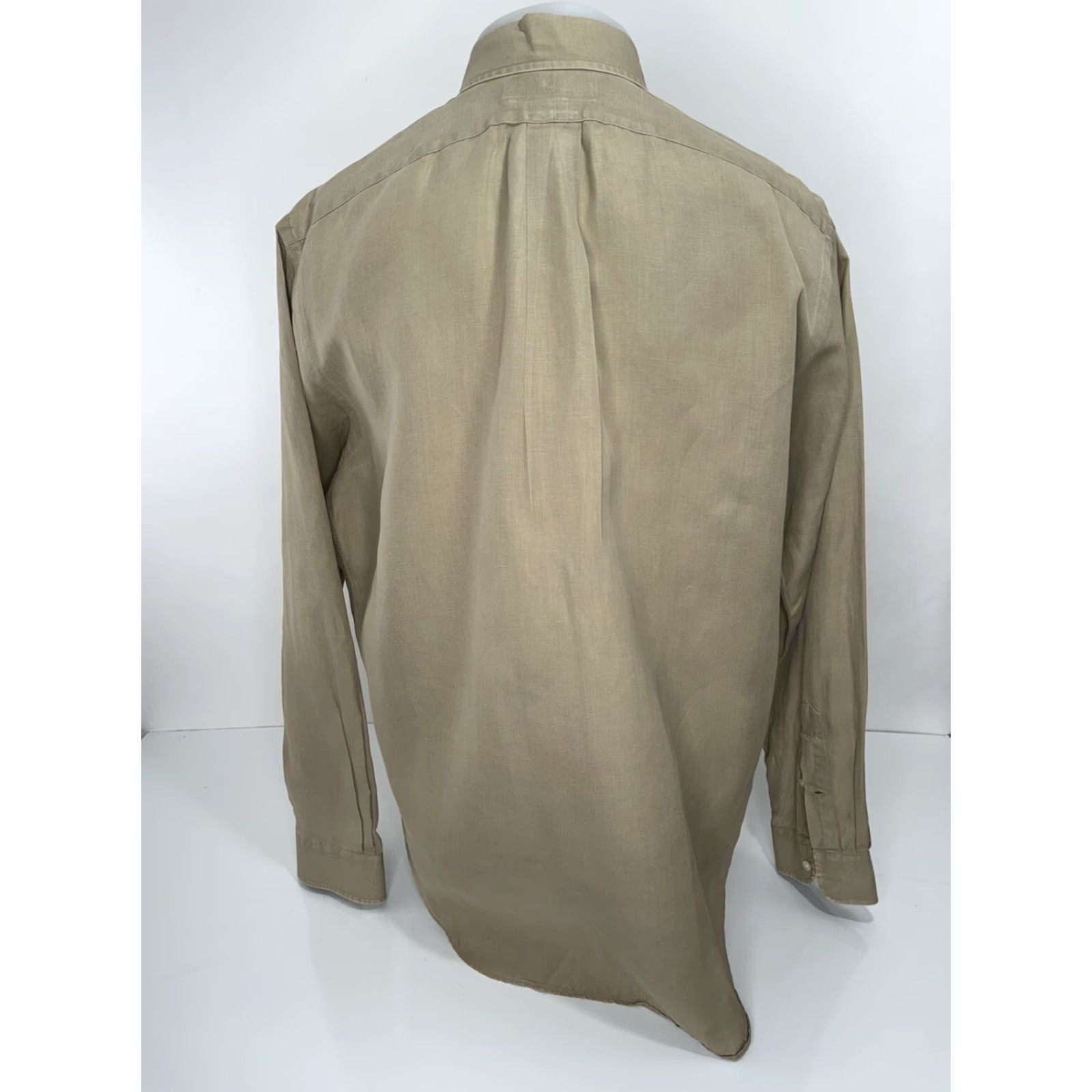 Ralph Lauren Ralph Lauren Silk / Linen Embroidered Pony Classic Fit Mens L Shirt Tan / Silk Embroidered Pony Button-Up Long Sleeve Size US L / EU 52-54 / 3 - 3 Thumbnail