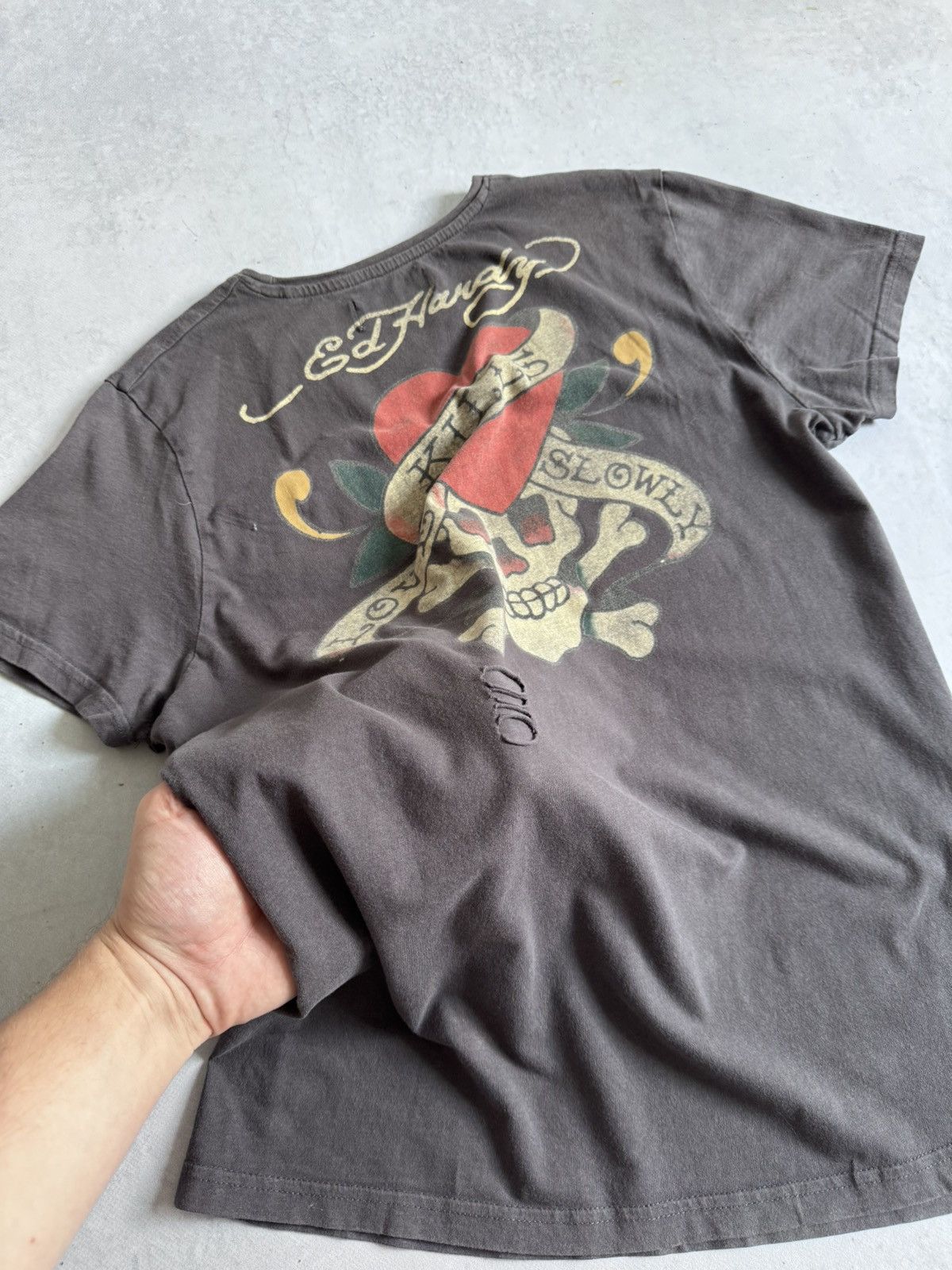 Ed Hardy Vintage Ed Hardy Y2K Women’s Distressed Big Logo Hype Tee Size M / US 6-8 / IT 42-44 - 12 Thumbnail