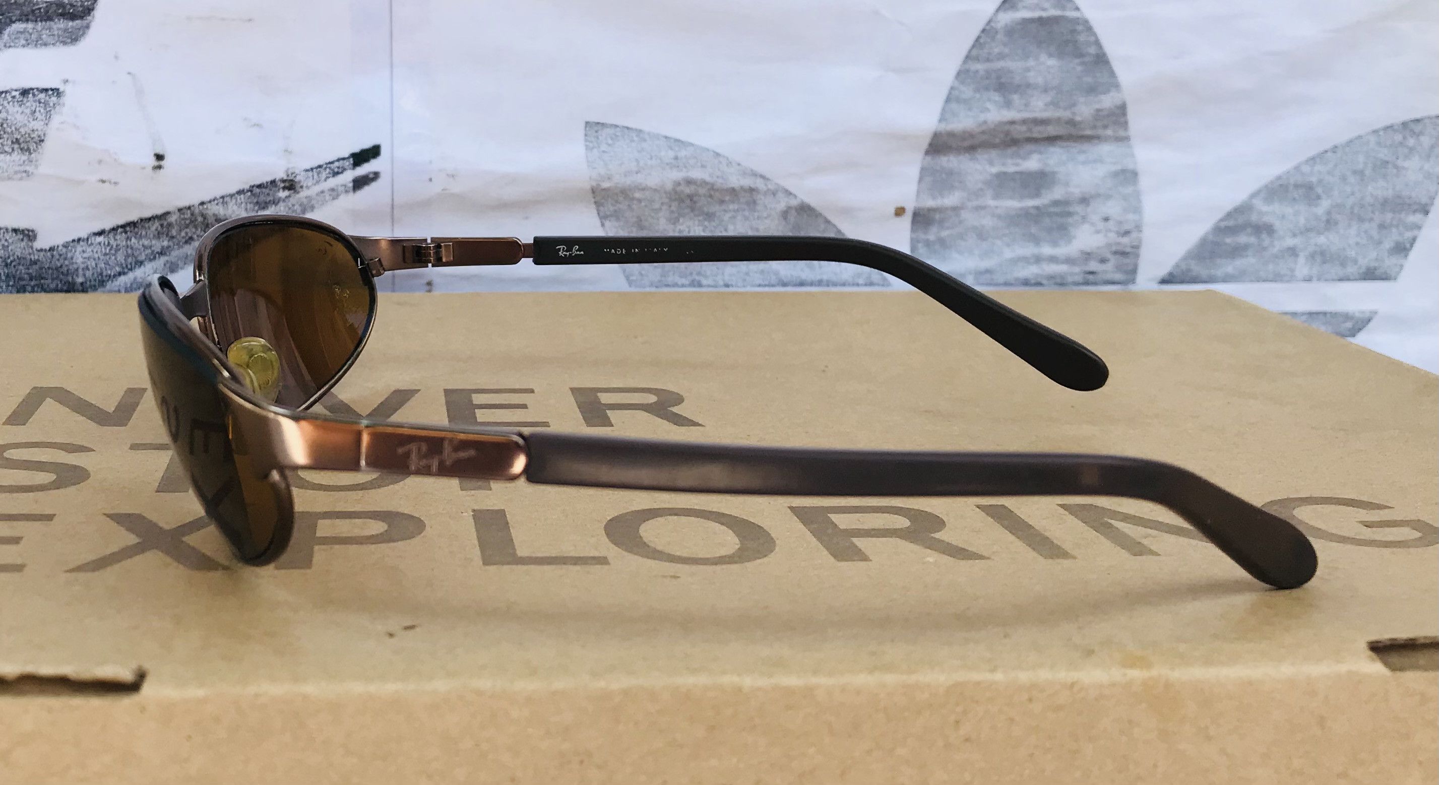 RayBan Ray Ban B&L Brown Metal Wrap Sunglasses Vintage Italy Size ONE SIZE - 4 Thumbnail