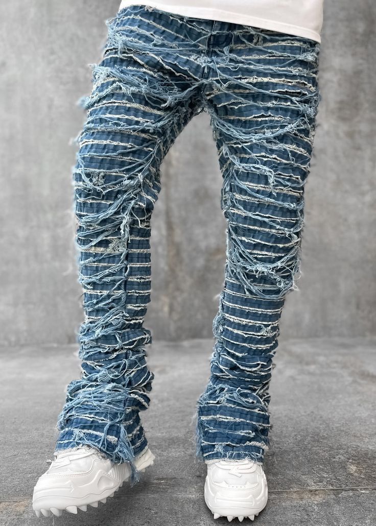 GUAPI Rare 1/100 Spiderweb Distressed Stacked Denim Size US 32 / EU 48 - 1 Thumbnail