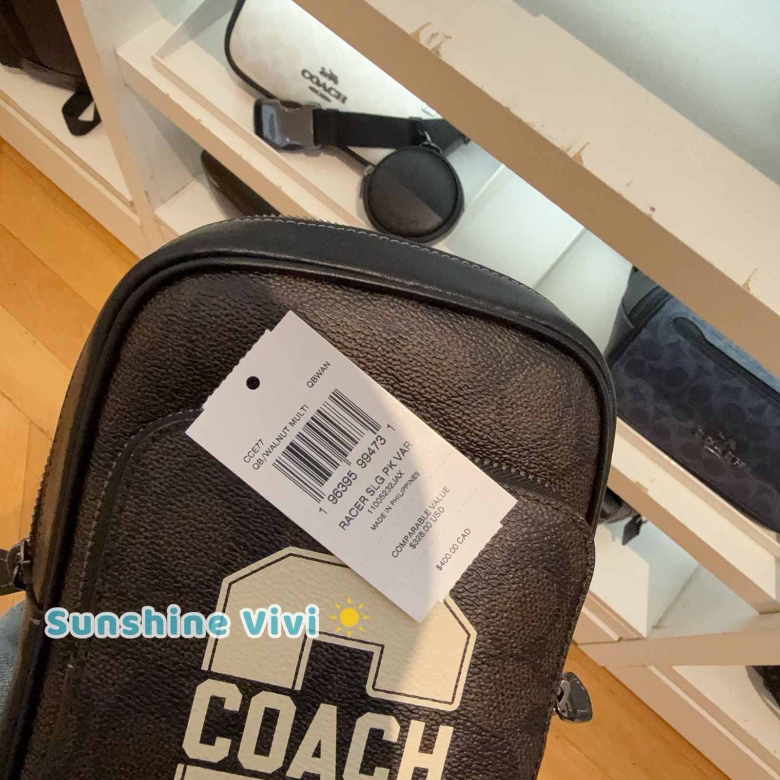 Coach NWT COACH Men's Racer Sling Pack Varsity Motif CAT80 Walnut Size ONE SIZE - 5 Thumbnail