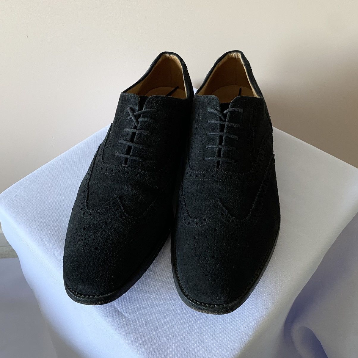 Designer × Loake Loake Brogue Suede Made In England Black Shoes UK 10 Size US 11 / EU 44 - 2 Thumbnail