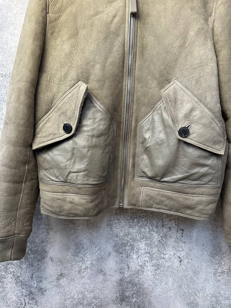 Reiss REISS Shearling Bomber Jacket Toni Grey Sheepskin Size US L / EU 52-54 / 3 - 9 Thumbnail