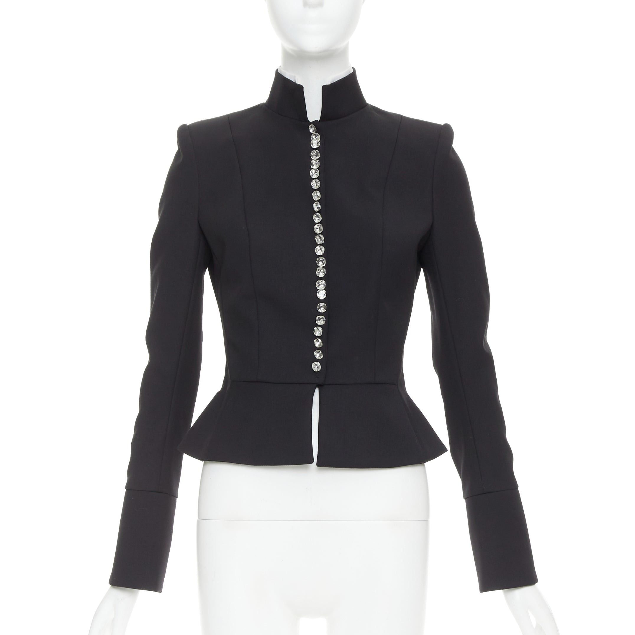 Alexandre Vauthier ALEXANDRE VAUTHIER COUTURE AW2018 Runway black twill crystal button cropped officer jacket FR36 S Size S / US 4 / IT 40 - 1 Thumbnail