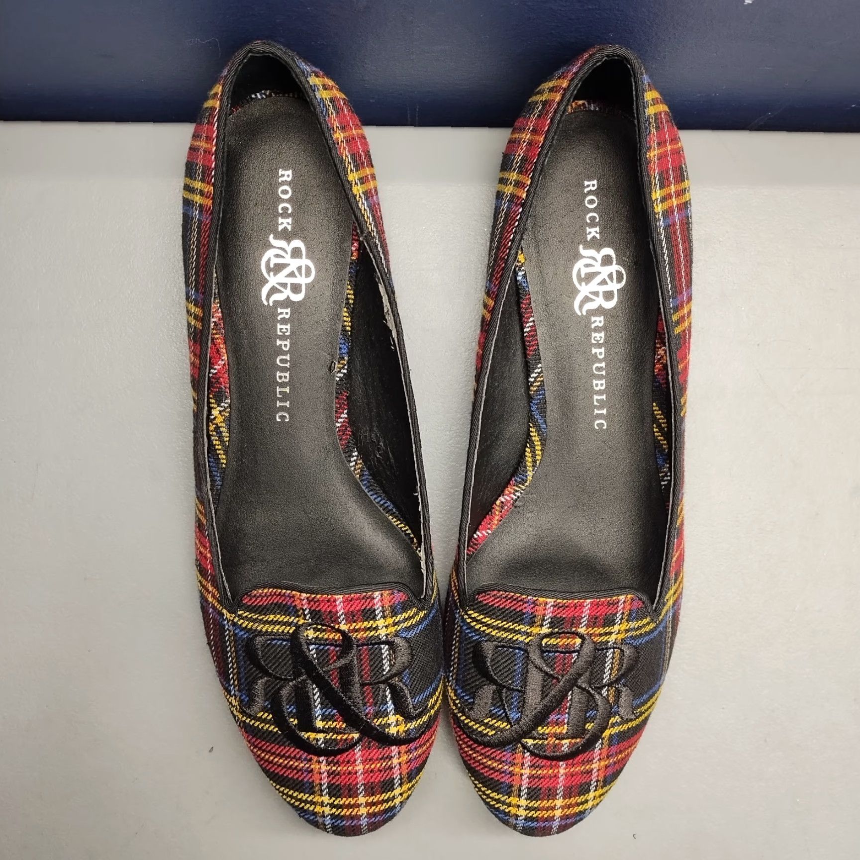 Vintage Rock & Republic Ballet Flats Womens US 9.5M Multi Plaid Embroidered Logo Slip On Ballet Flat Size US 10 / IT 40 - 7 Thumbnail