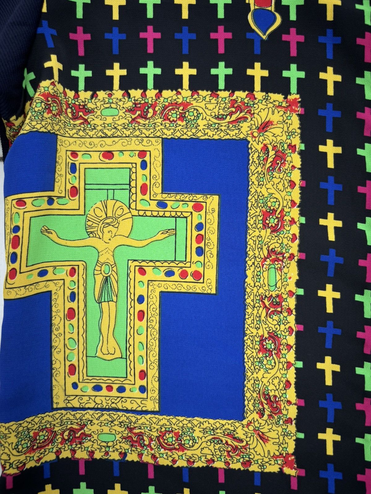Versace 1980s Via Spiga Multi Colour Cross Shirt Size US M / EU 48-50 / 2 - 4 Thumbnail