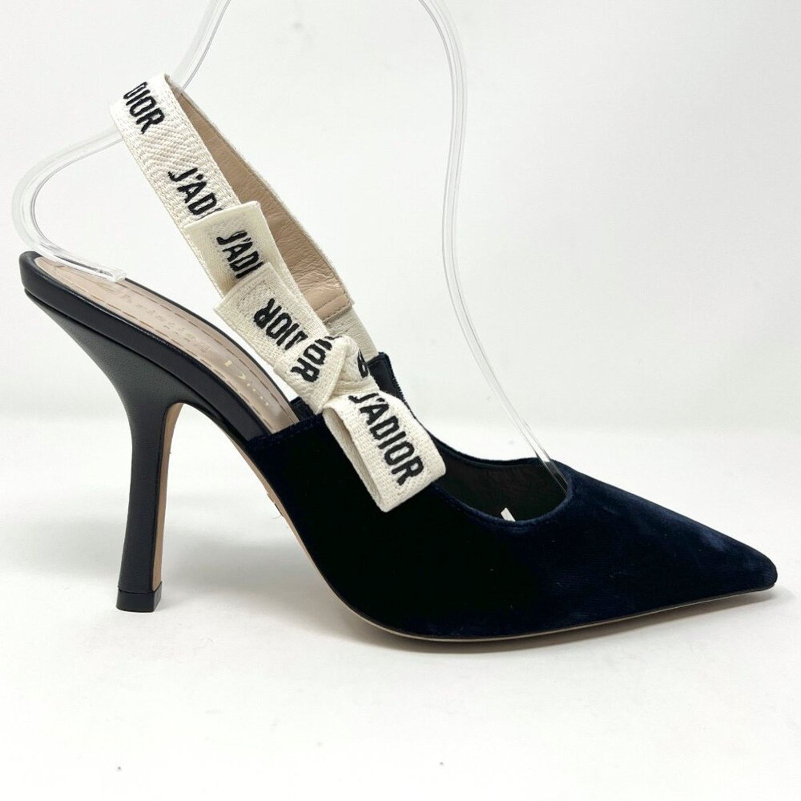 Dior Dior J'Adior Blue Velvet Slingback Pumps with Logo Straps Size US 6 / IT 36 - 3 Thumbnail