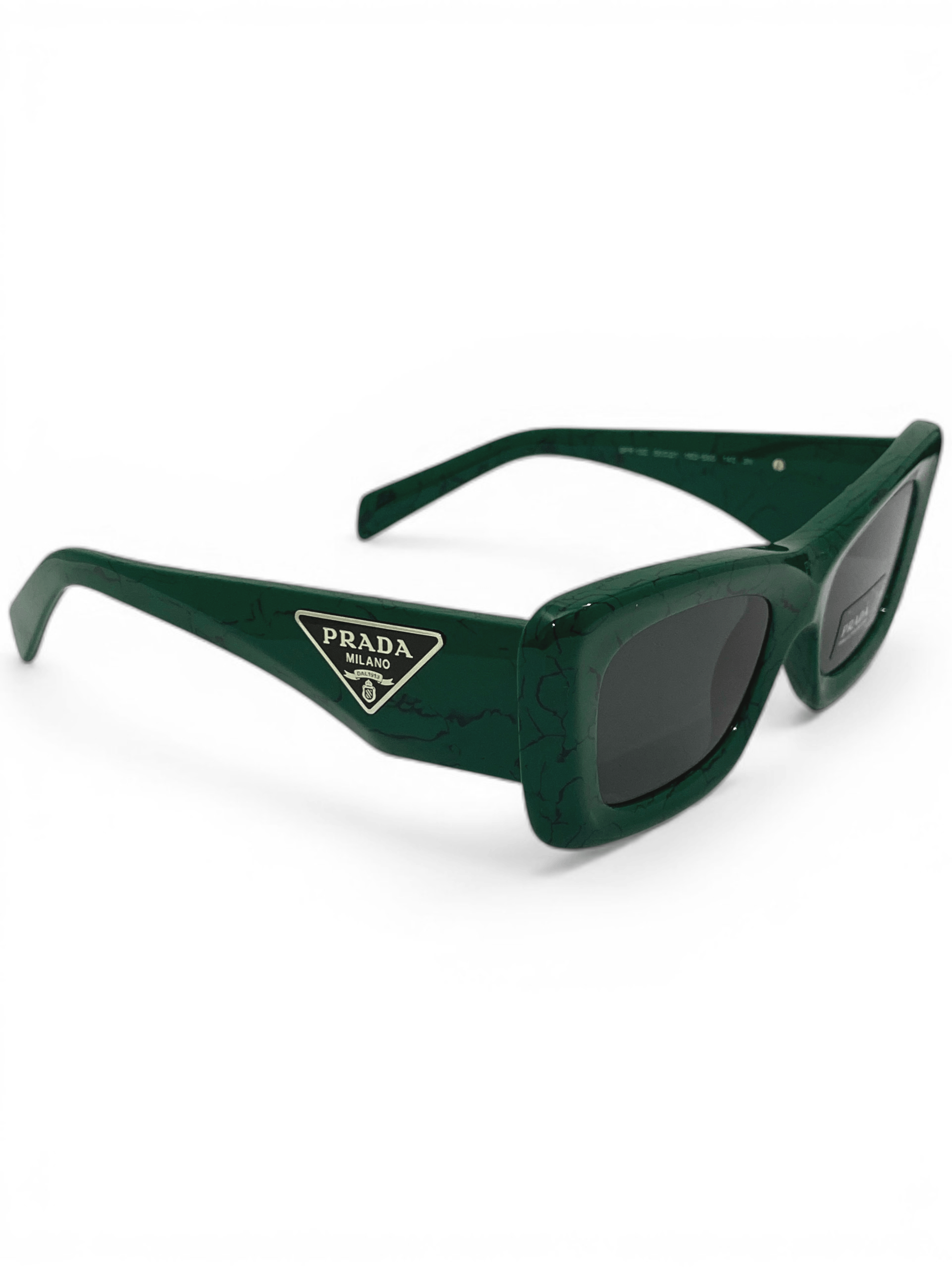 Prada Prada Triangle Logo Oversized Retro Symbol Green Sunglasses Size ONE SIZE - 4 Thumbnail