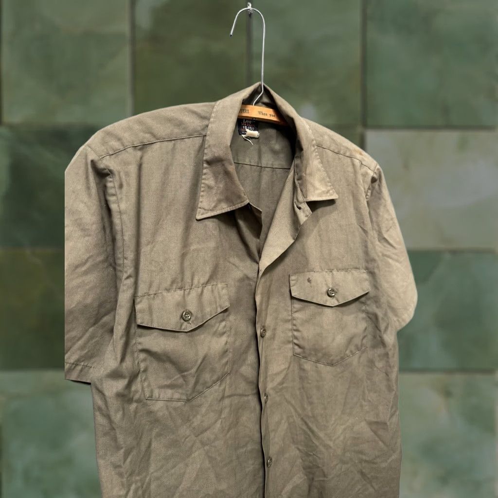 Lee VINTAGE Lee Prest Union Made Sun Faded Green Cotton Button Up Shirt Large Size US L / EU 52-54 / 3 - 1 Thumbnail