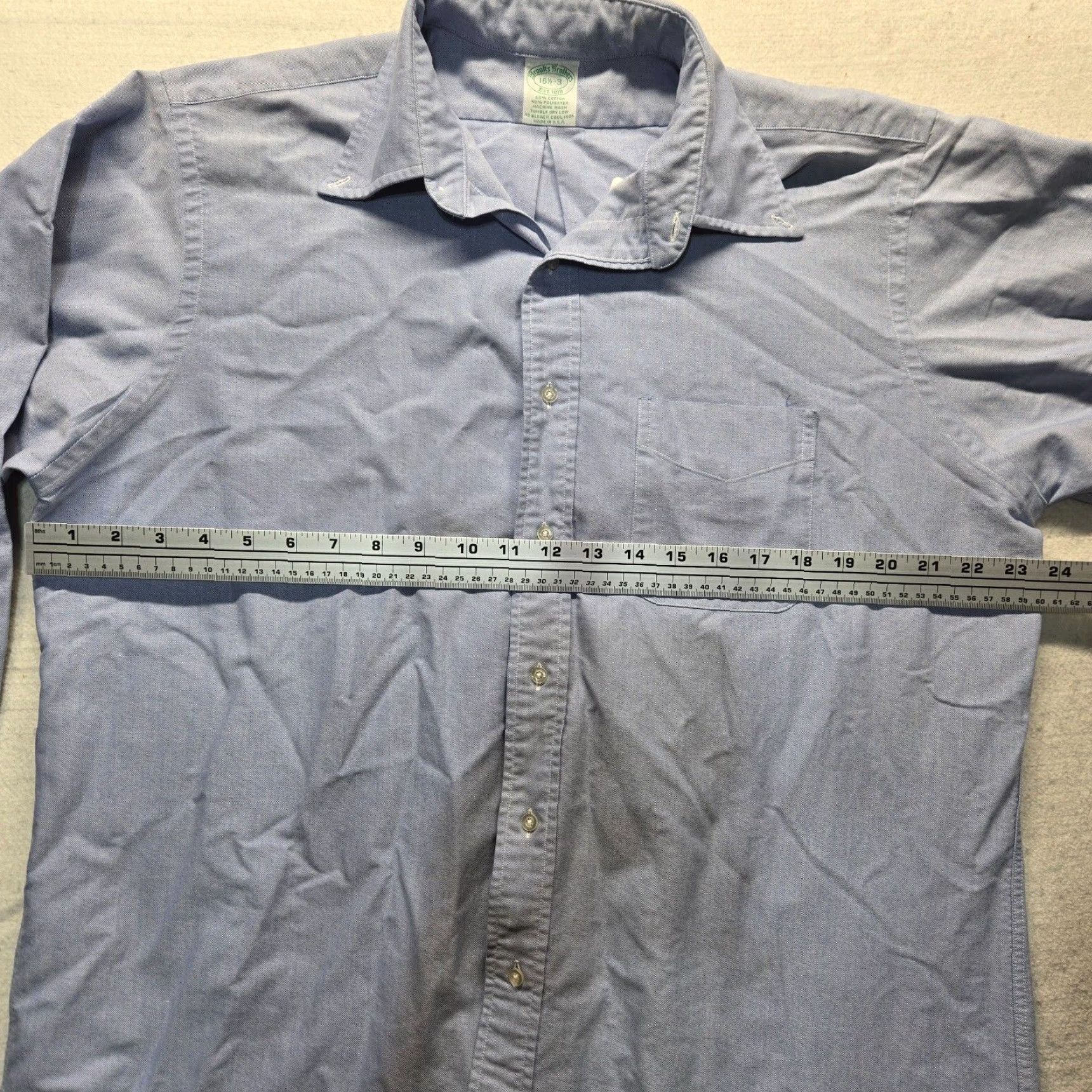 Brooks Brothers Brooks Brothers Shirt Button-Up Blue Long Sleeve Cotton Adult Size 16.5 Regular Mens Size 42R - 4 Thumbnail