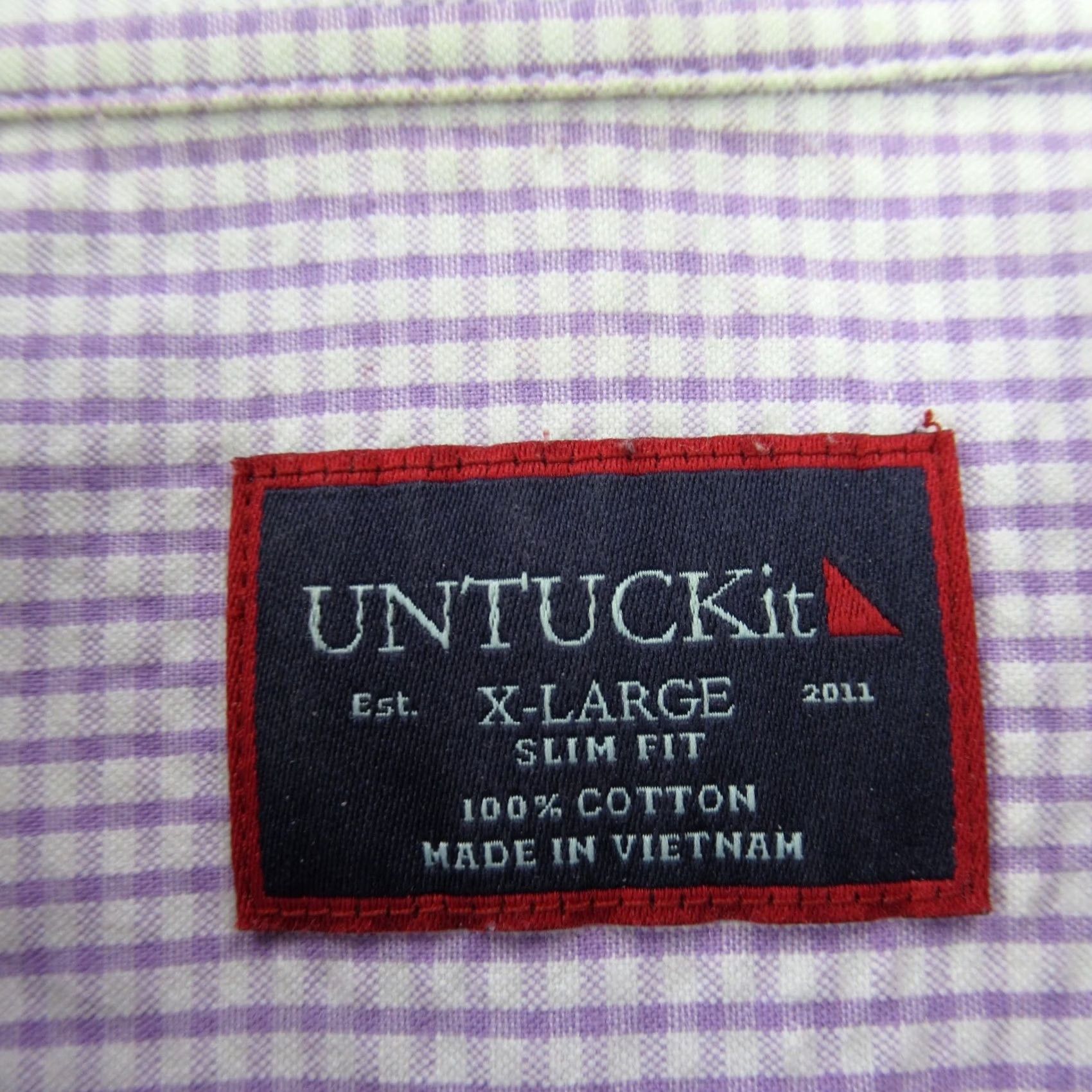 UNTUCKit UNTUCKit Shirt Mens XL Long Sleeve Button Front Casual Purple Checks Slim Fit Size US XL / EU 56 / 4 - 4 Thumbnail